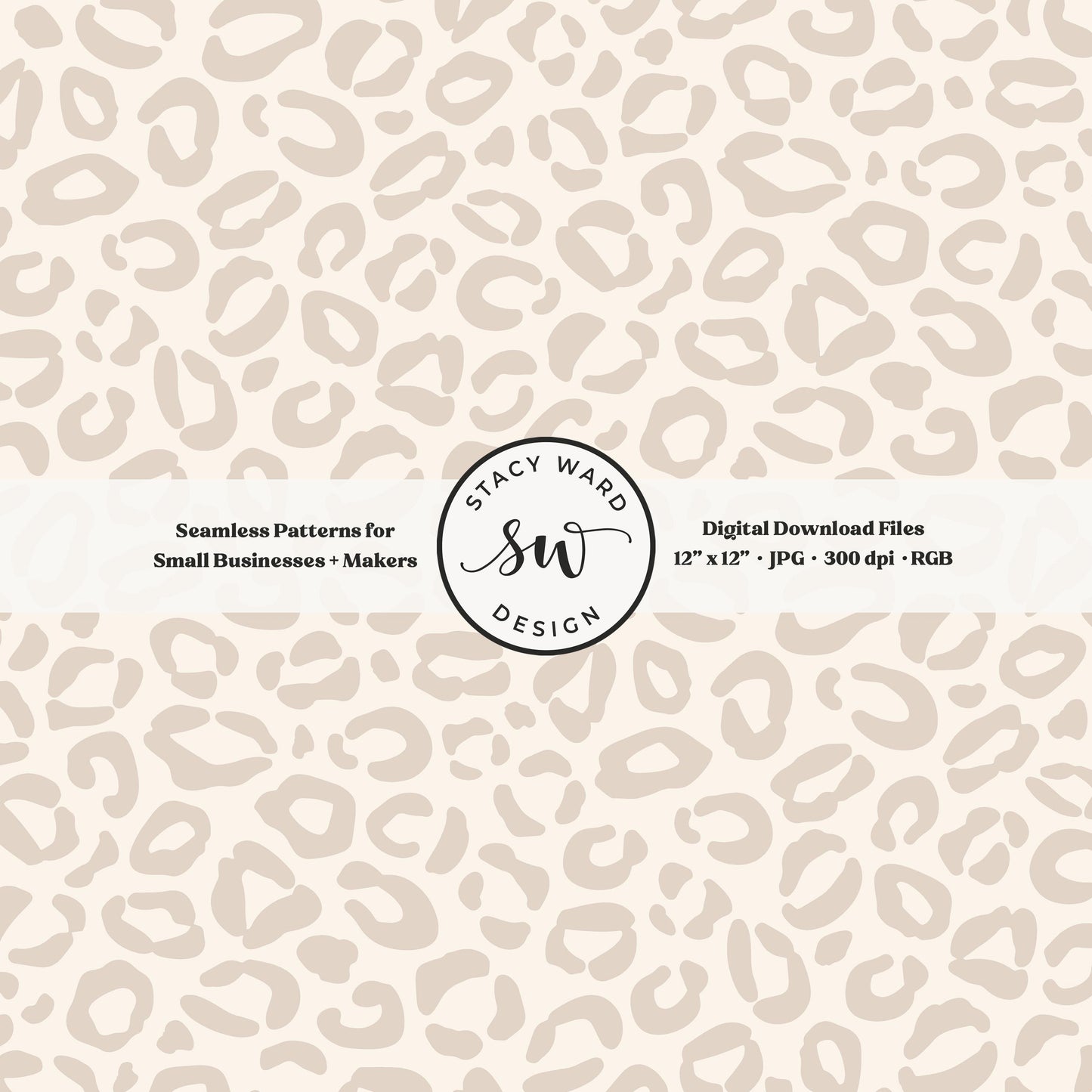 Hand drawn leopard print seamless pattern in muted soft brown on cream minimal boho animal spots