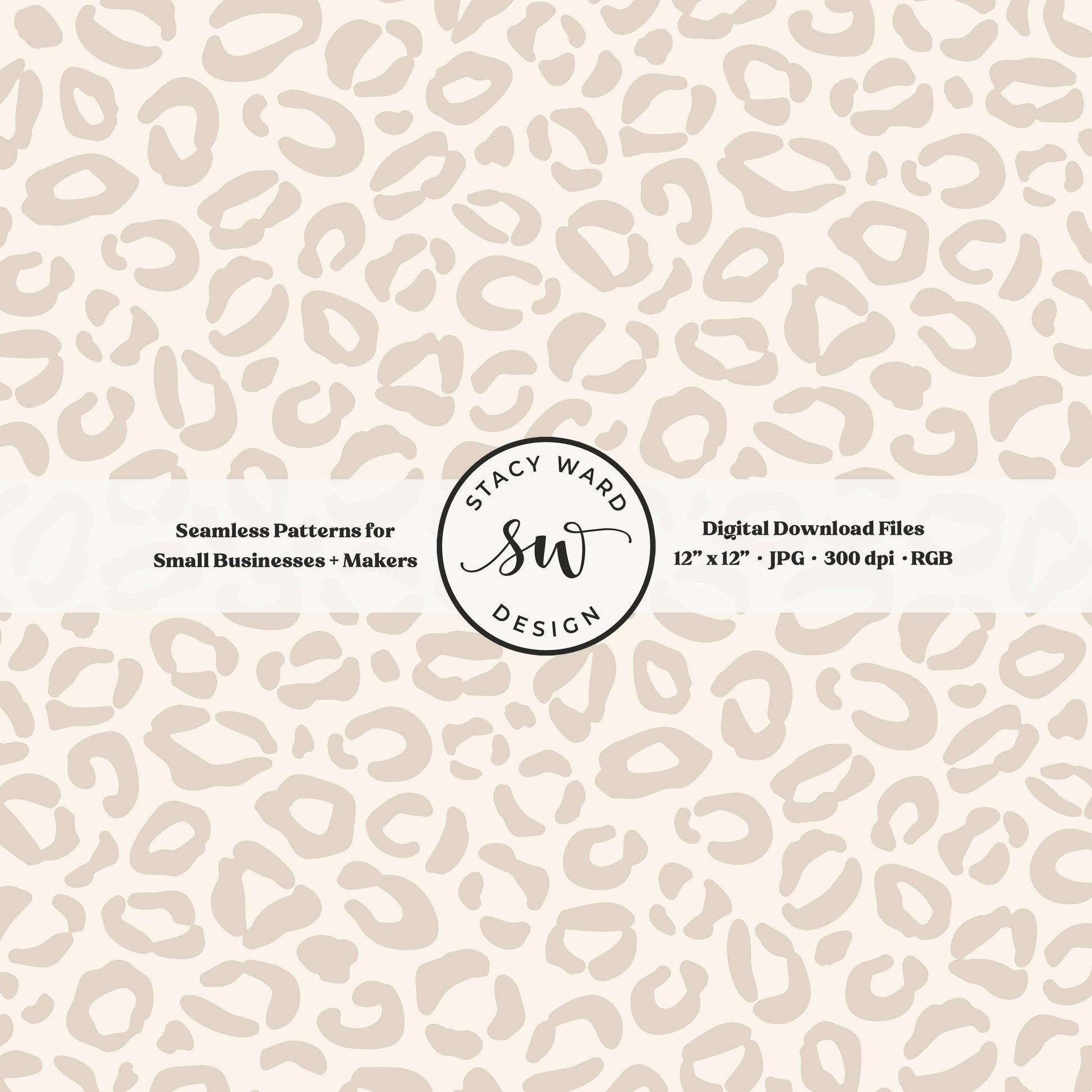 Hand drawn leopard print seamless pattern in muted soft brown on cream minimal boho animal spots