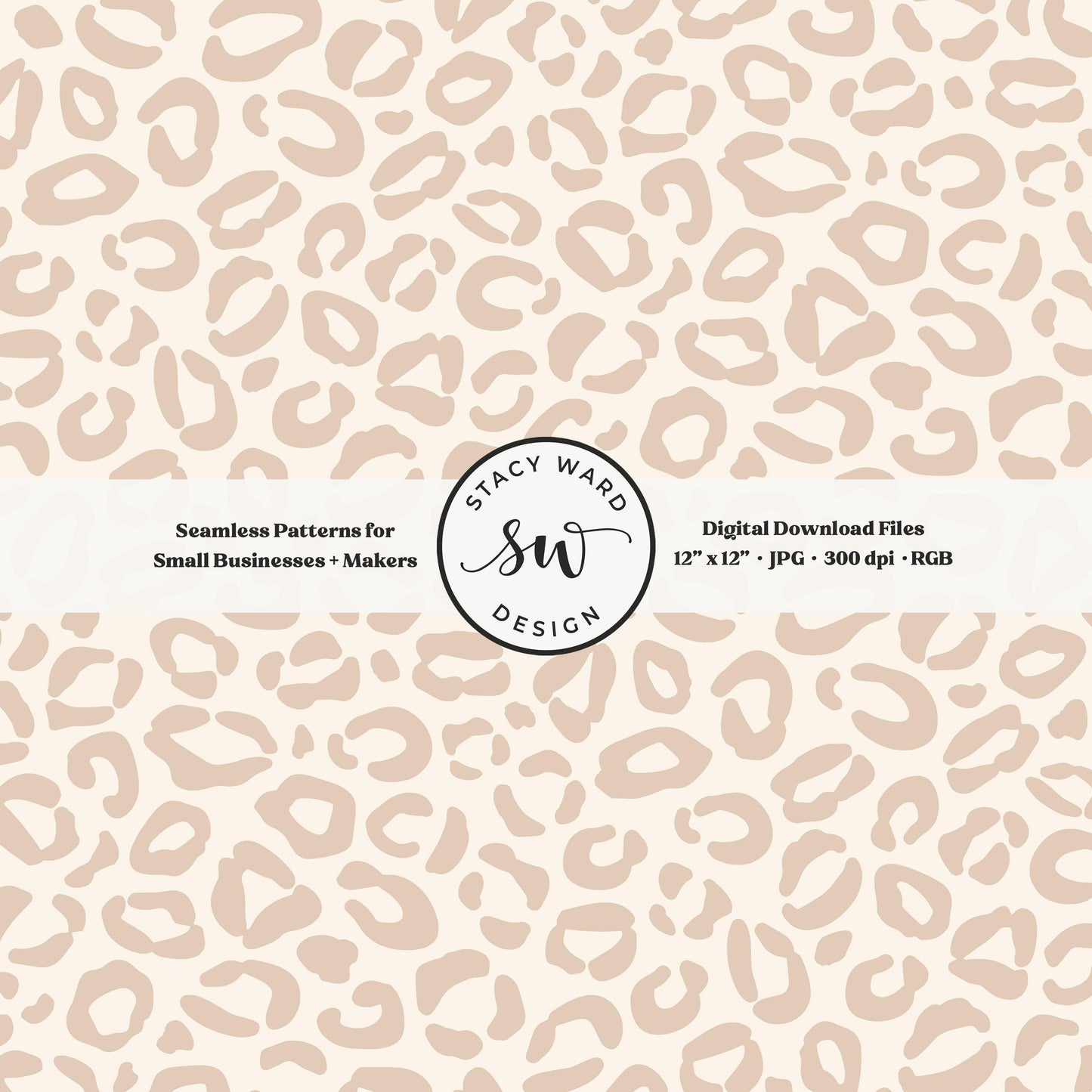Hand drawn leopard print seamless pattern in earth tone neutral tan on cream minimal boho animal spots