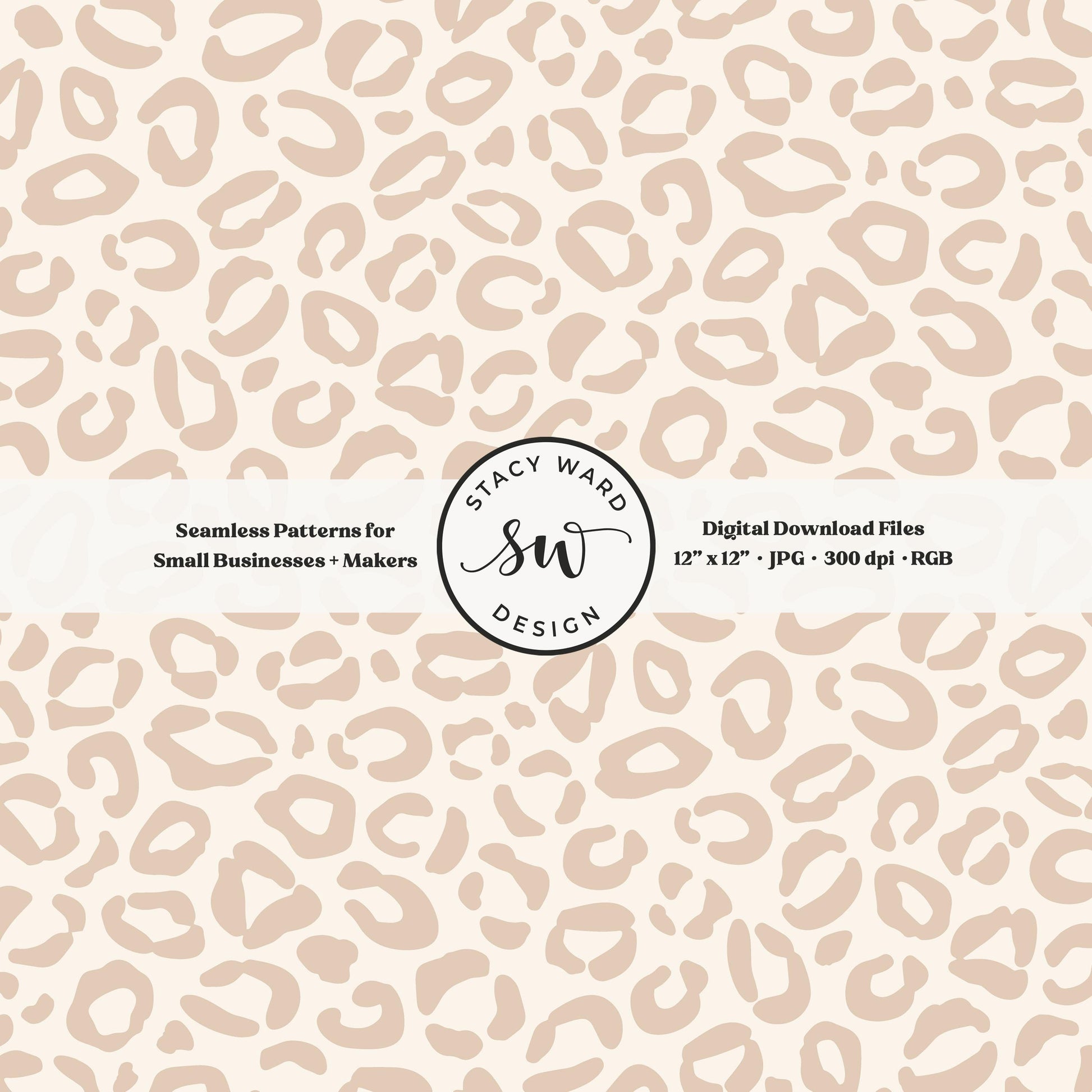 Hand drawn leopard print seamless pattern in earth tone neutral tan on cream minimal boho animal spots