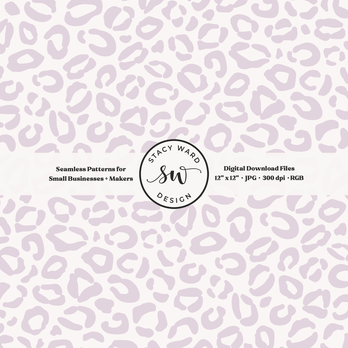 Hand drawn leopard print seamless pattern in light soft lilac on cream whimsical boho animal spots