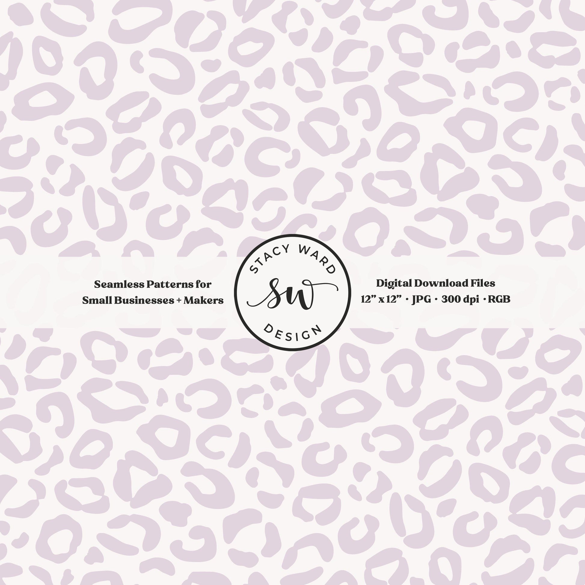 Hand drawn leopard print seamless pattern in light soft lilac on cream whimsical boho animal spots
