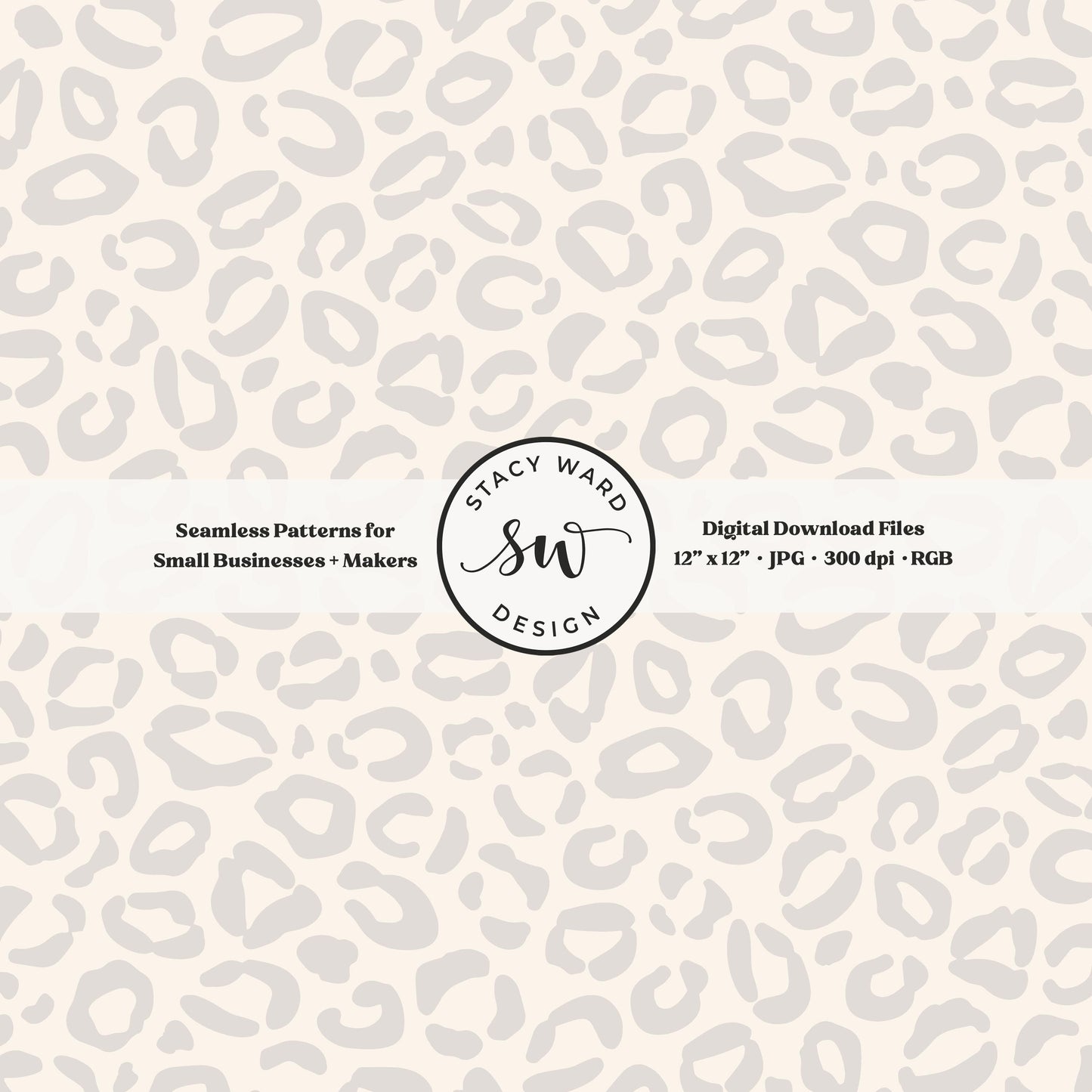 Hand drawn leopard print seamless pattern in soft pale greige on cream traditional minimal animal spots
