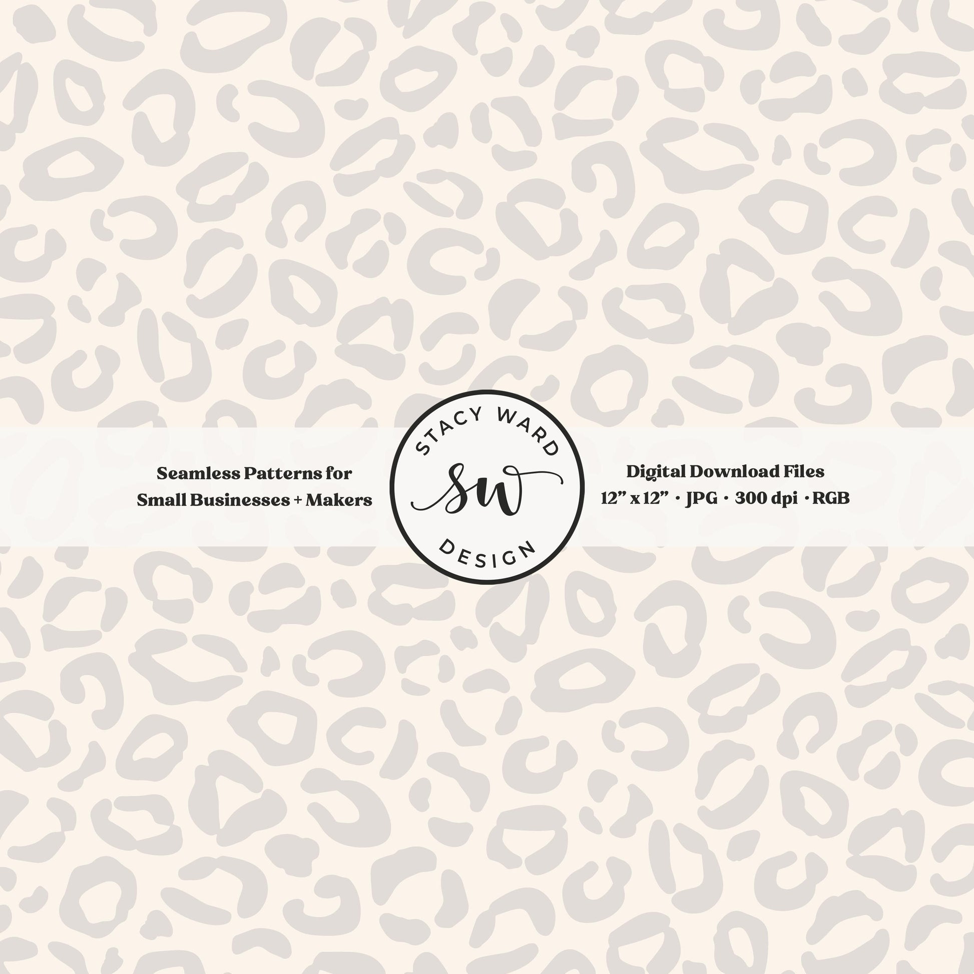 Hand drawn leopard print seamless pattern in soft pale greige on cream traditional minimal animal spots