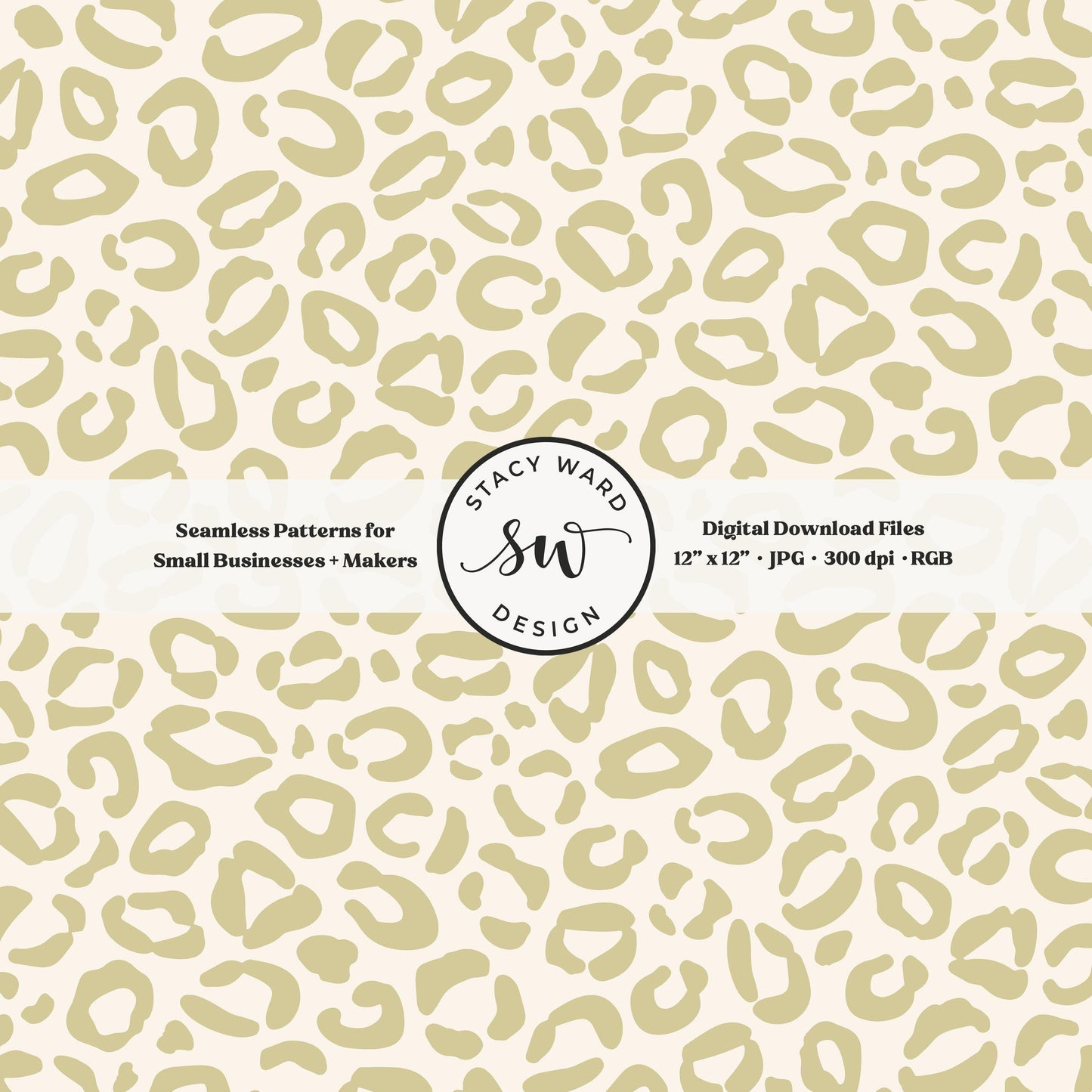 Hand drawn leopard print seamless pattern in earth tone yellowish green on cream vintage boho animal spots