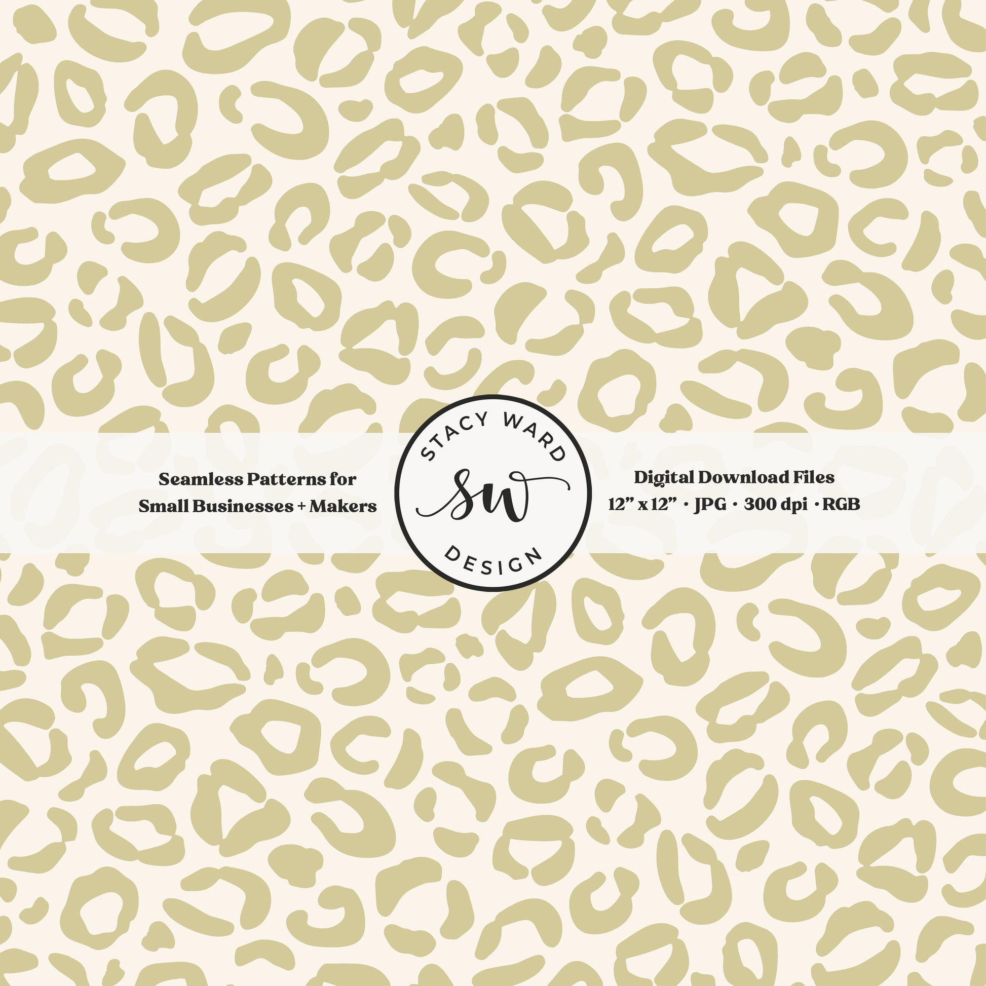 Hand drawn leopard print seamless pattern in earth tone yellowish green on cream vintage boho animal spots