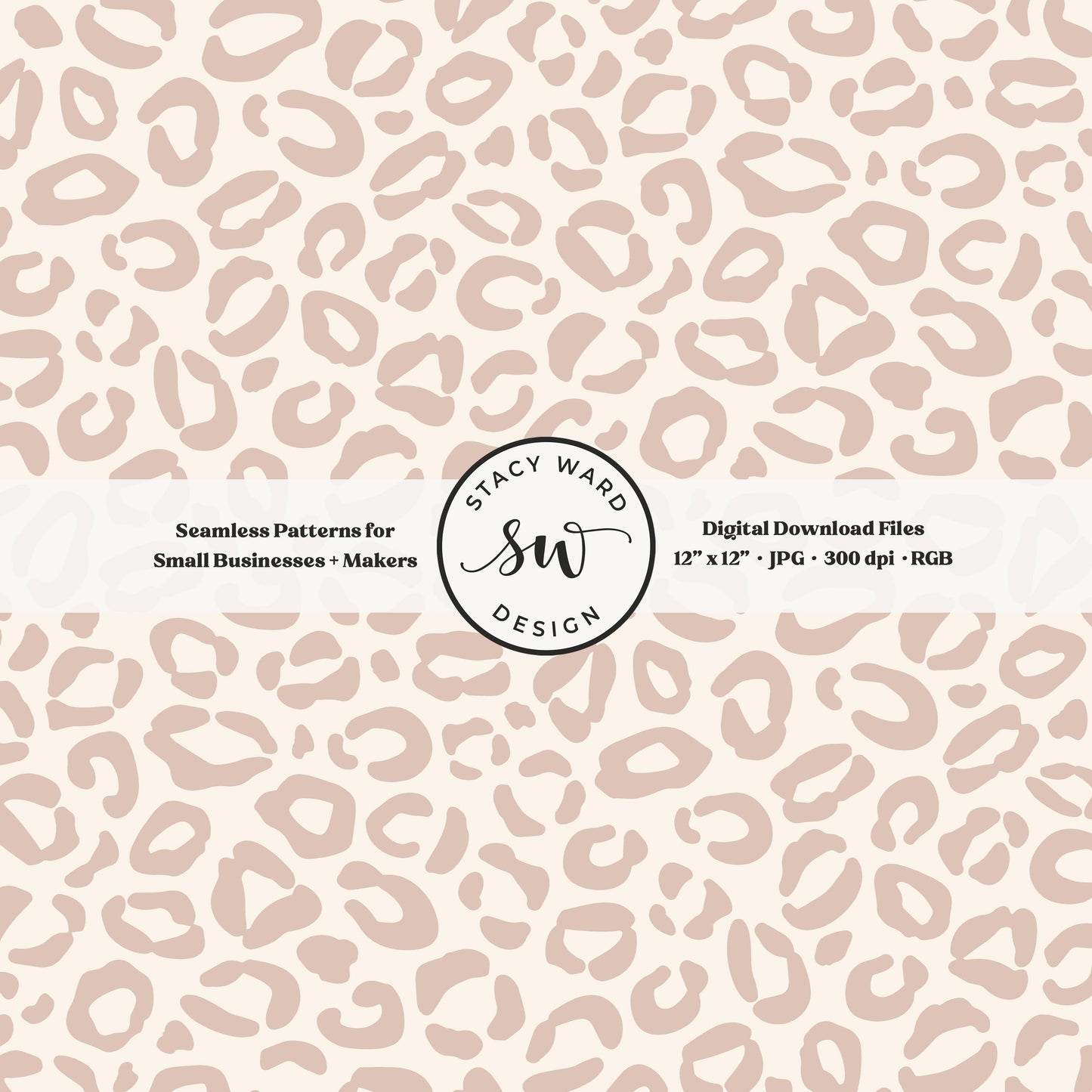 Hand drawn leopard print seamless pattern in soft muted dusty rose on cream whimsical boho animal spots