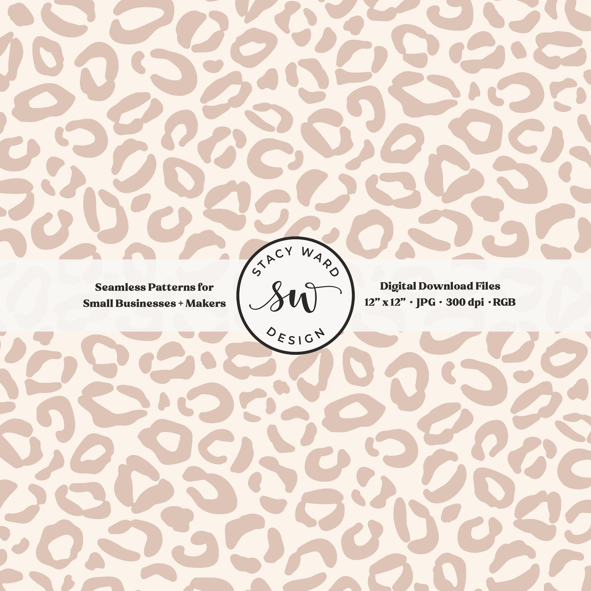 Hand drawn leopard print seamless pattern in soft muted dusty rose on cream whimsical boho animal spots