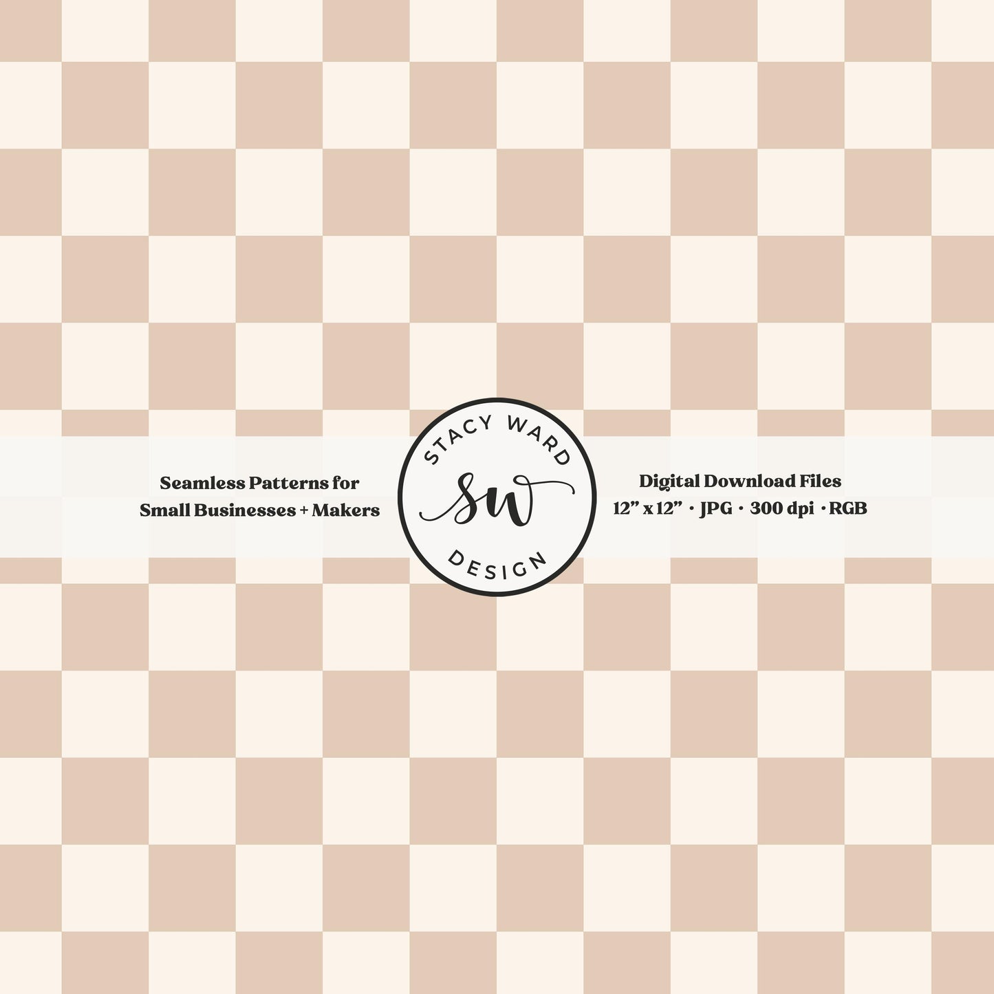 Traditional checked seamless pattern in earth tone neutral tan and cream vintage minimal checkered