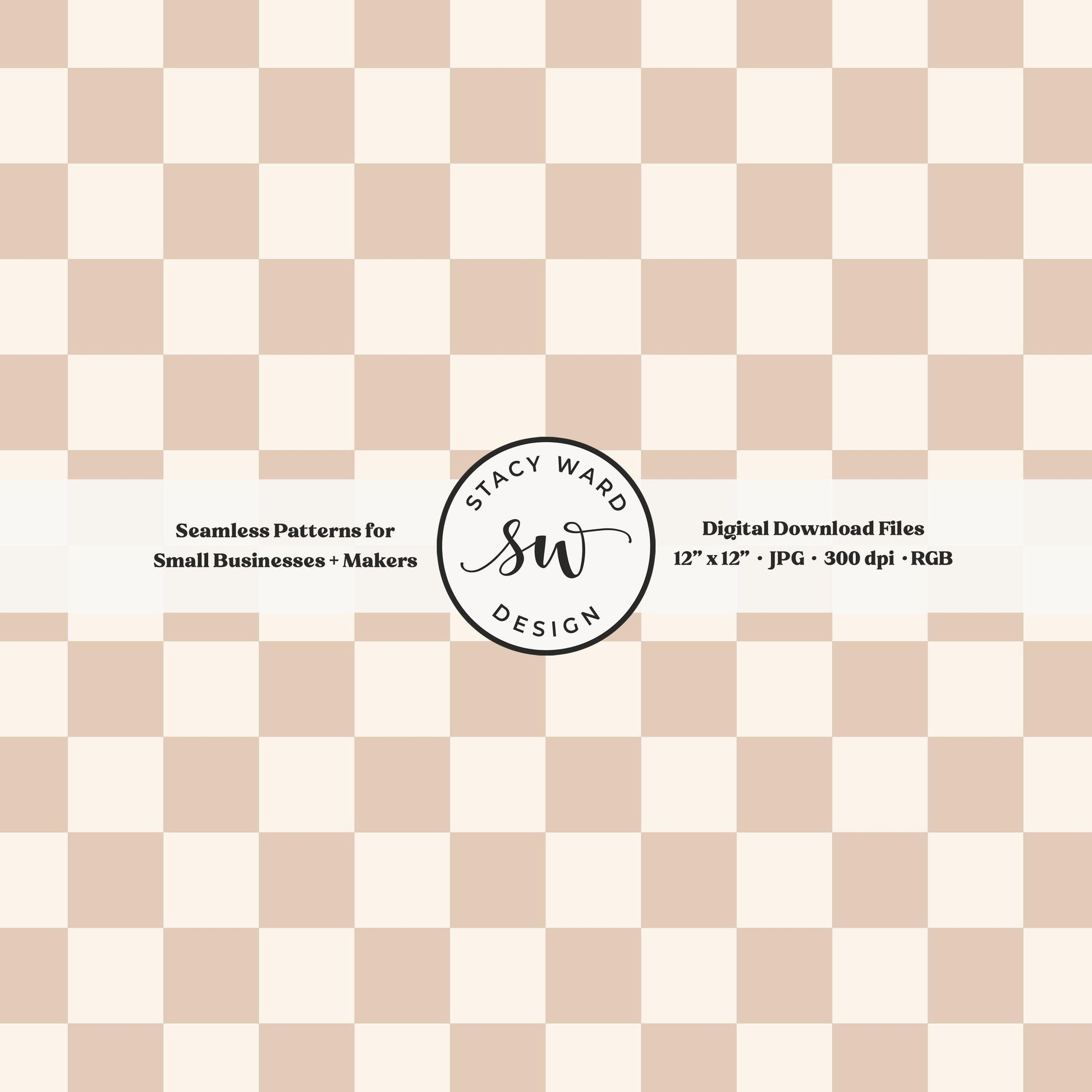 Traditional checked seamless pattern in earth tone neutral tan and cream vintage minimal checkered