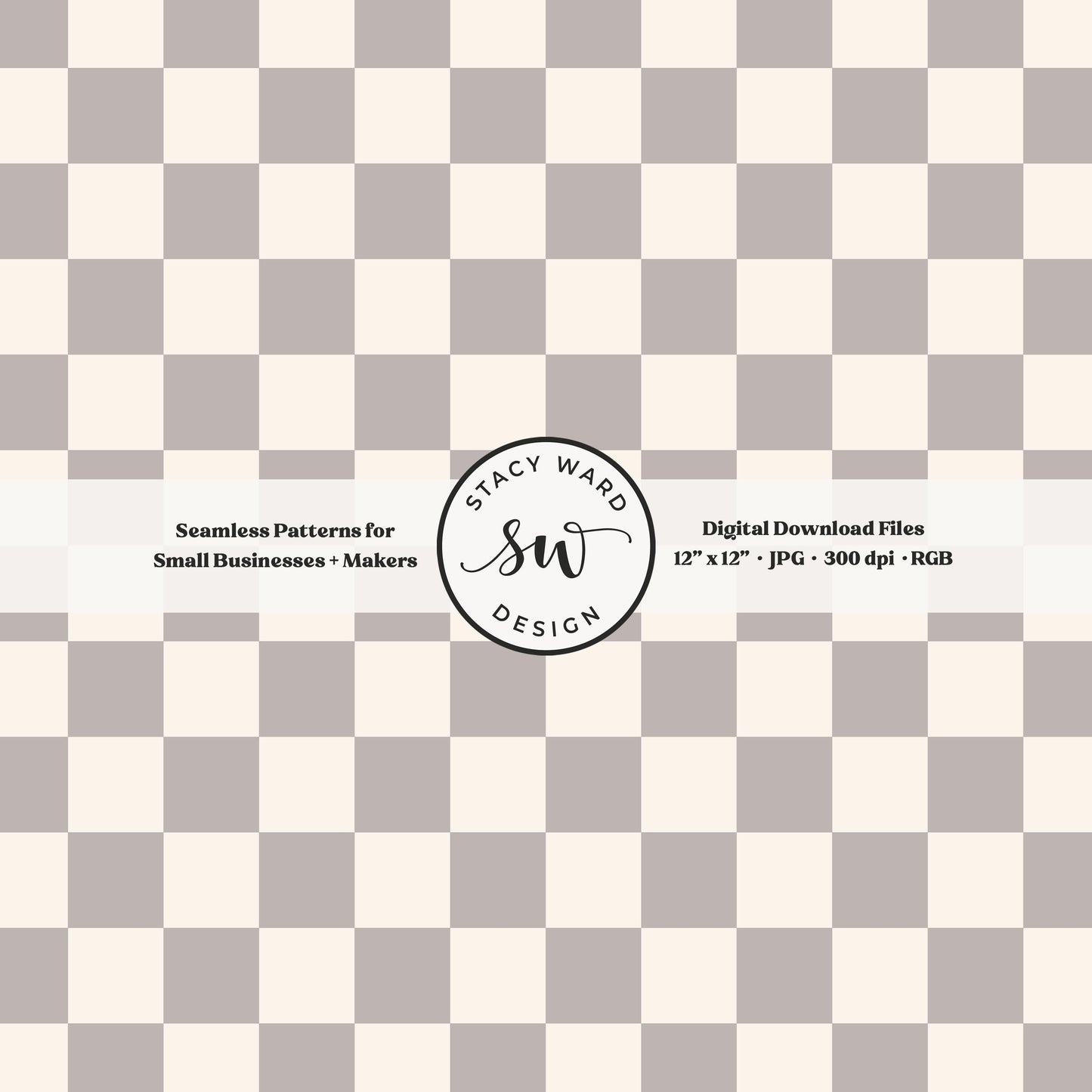 Traditional checked seamless pattern in neutral grayish brown and cream retro modern cottage checkered