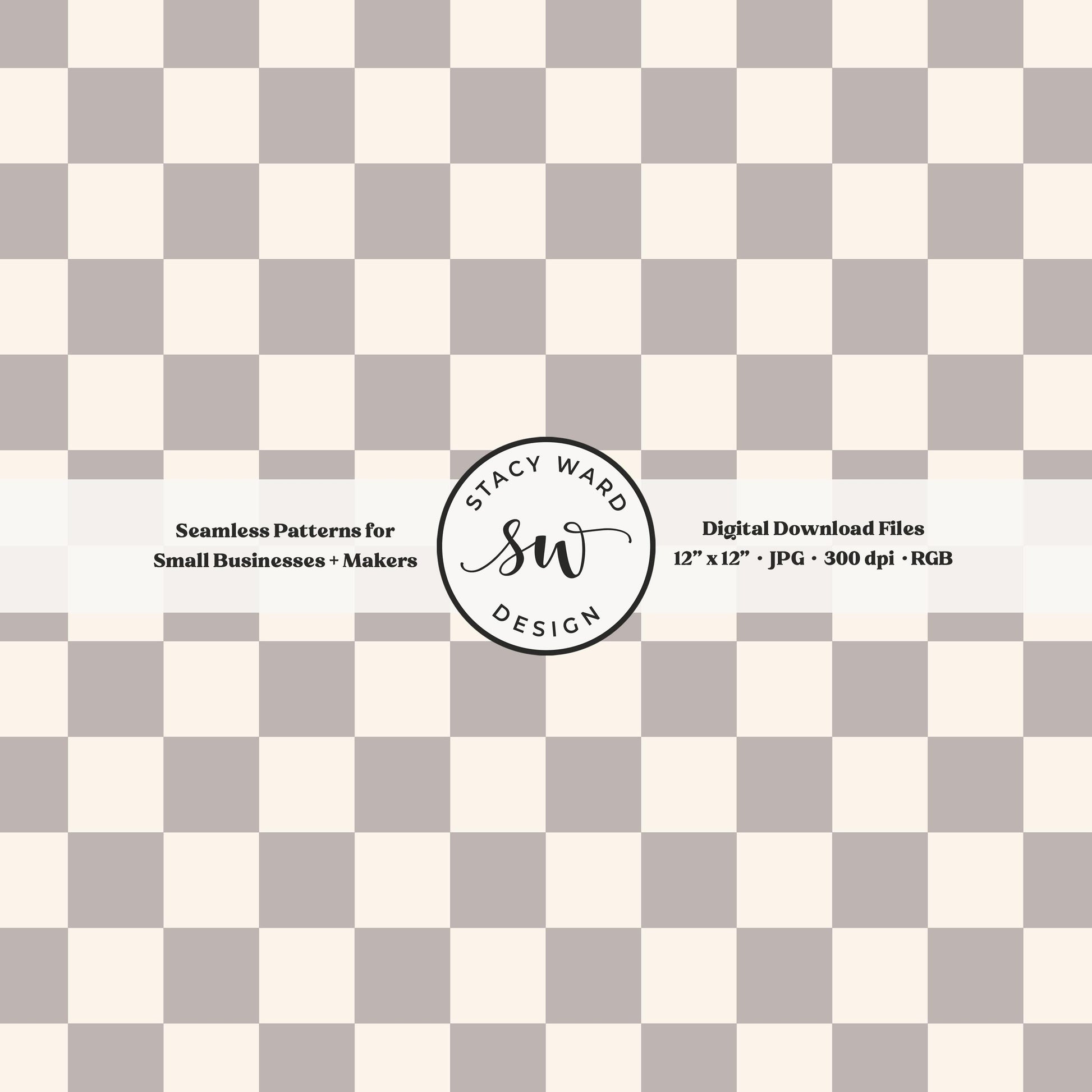 Traditional checked seamless pattern in neutral grayish brown and cream retro modern cottage checkered