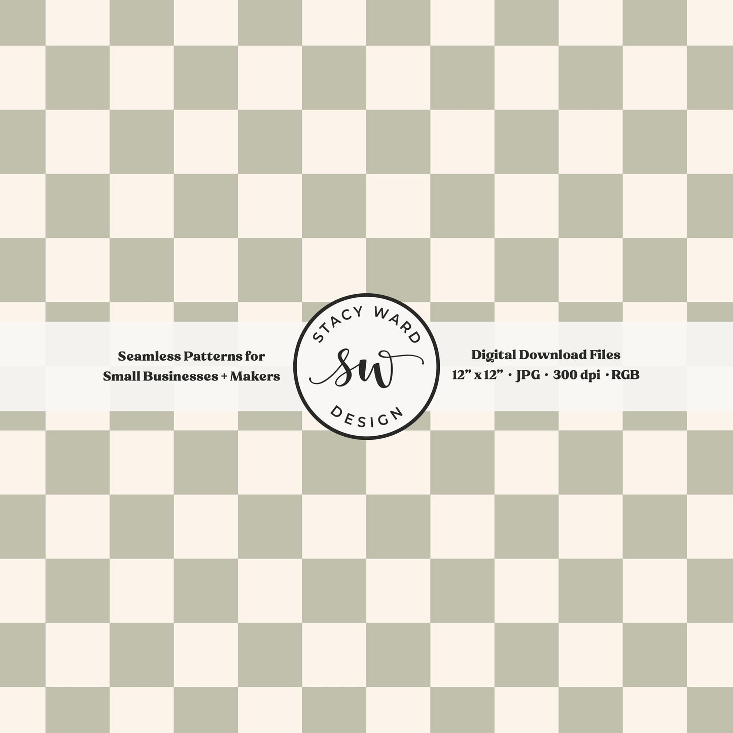 Traditional checked seamless pattern in soft dusty sage and cream traditional cottagecore checkered
