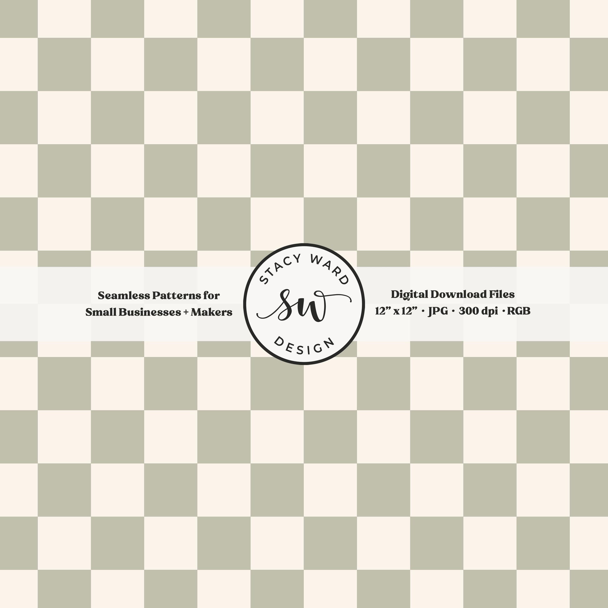 Traditional checked seamless pattern in soft dusty sage and cream traditional cottagecore checkered