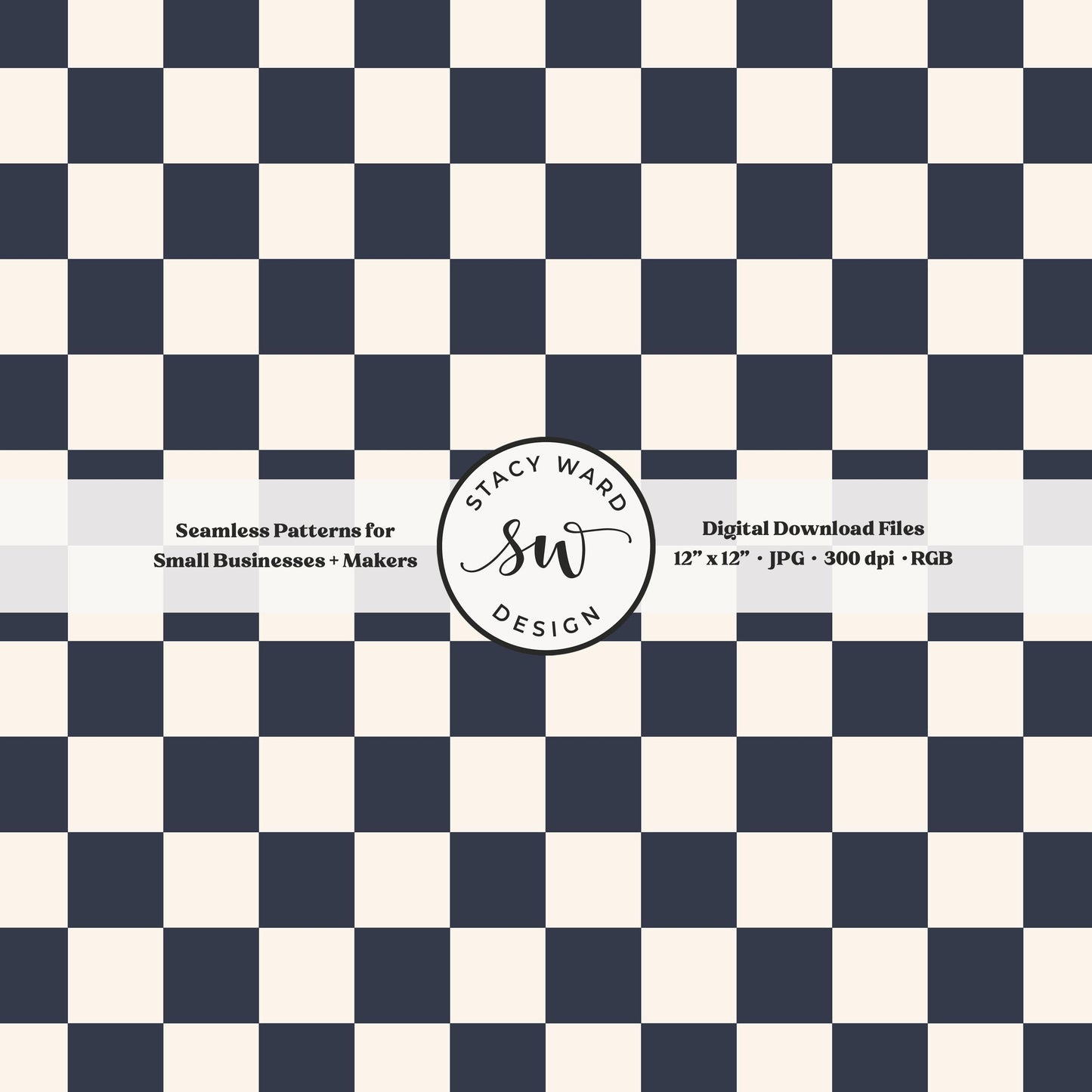 Traditional checked seamless pattern in dark indigo blue and off white classic nautical checkered