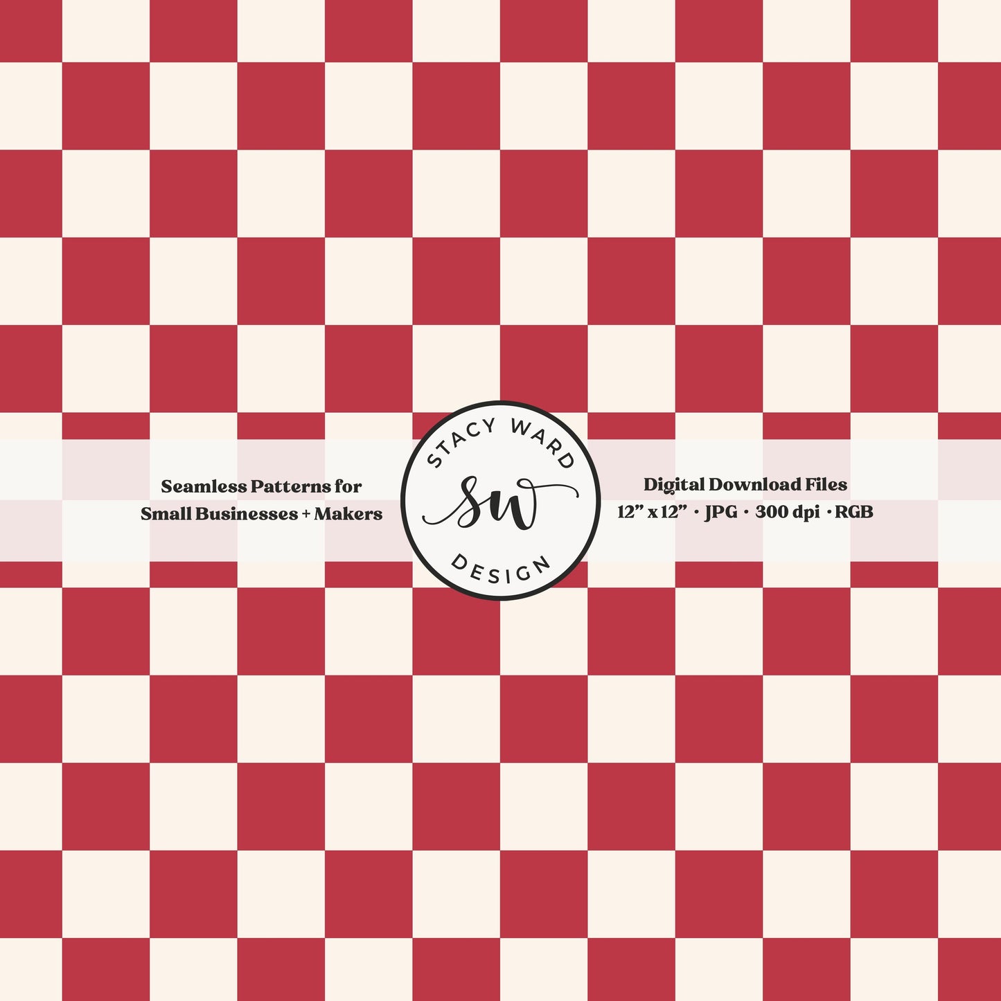 Traditional checked seamless pattern in summer watermelon red and off white nostalgic preppy checkered