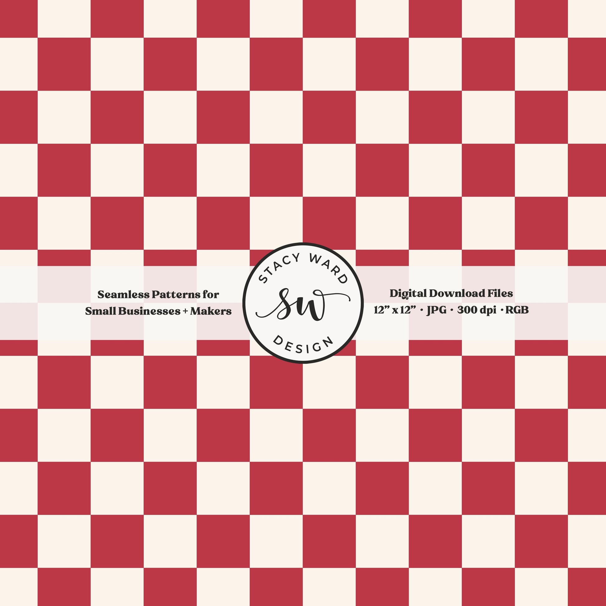 Traditional checked seamless pattern in summer watermelon red and off white nostalgic preppy checkered