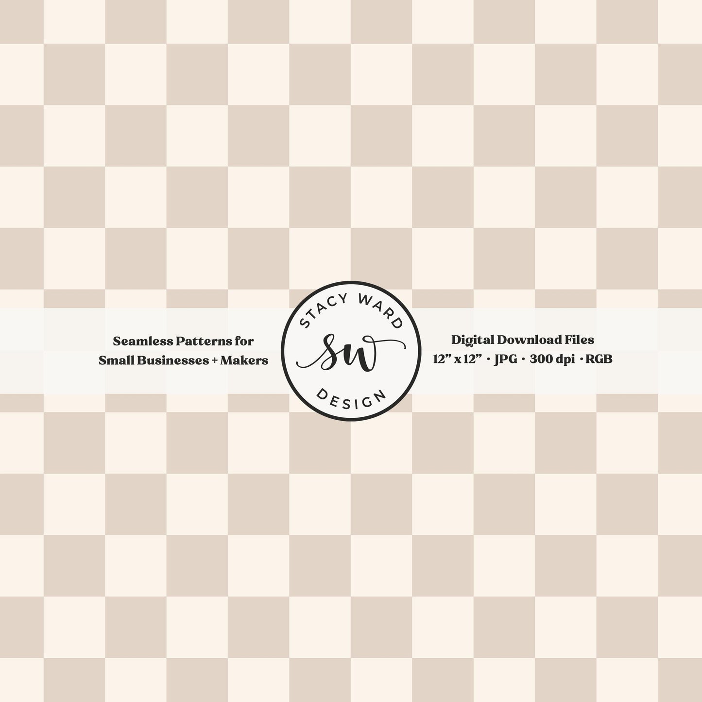 Traditional checked seamless pattern in muted soft brown and cream retro boho checkered