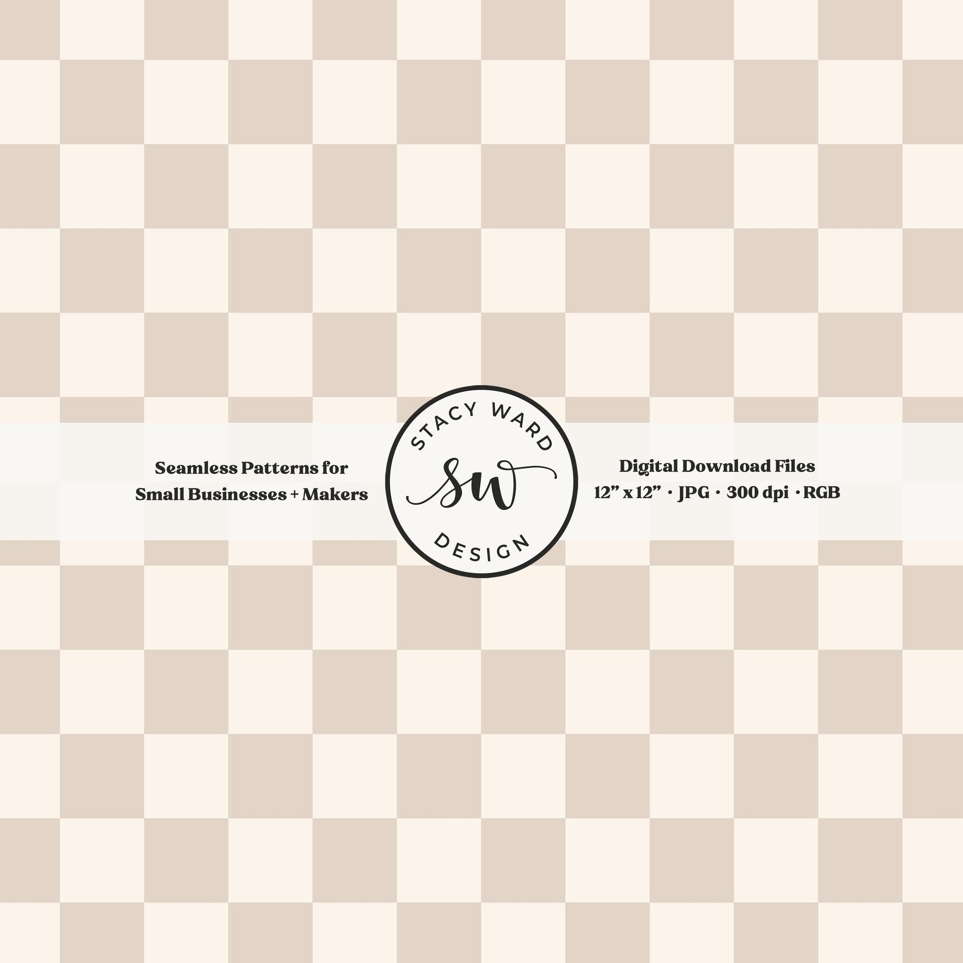 Traditional checked seamless pattern in muted soft brown and cream retro boho checkered