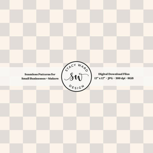 Traditional checked seamless pattern in soft pale greige and cream nostalgic minimal checkered