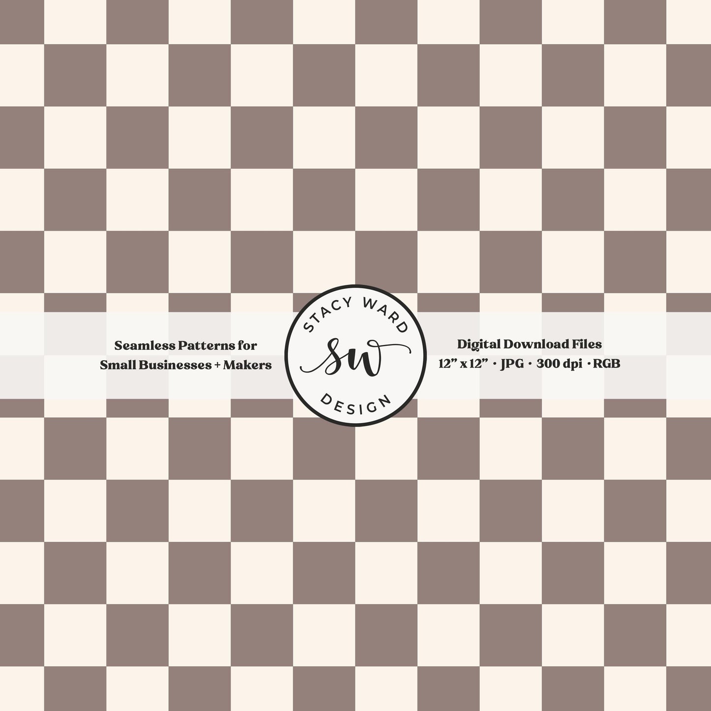 Traditional checked seamless pattern in grayish brown taupe beige and cream vintage boho checkered