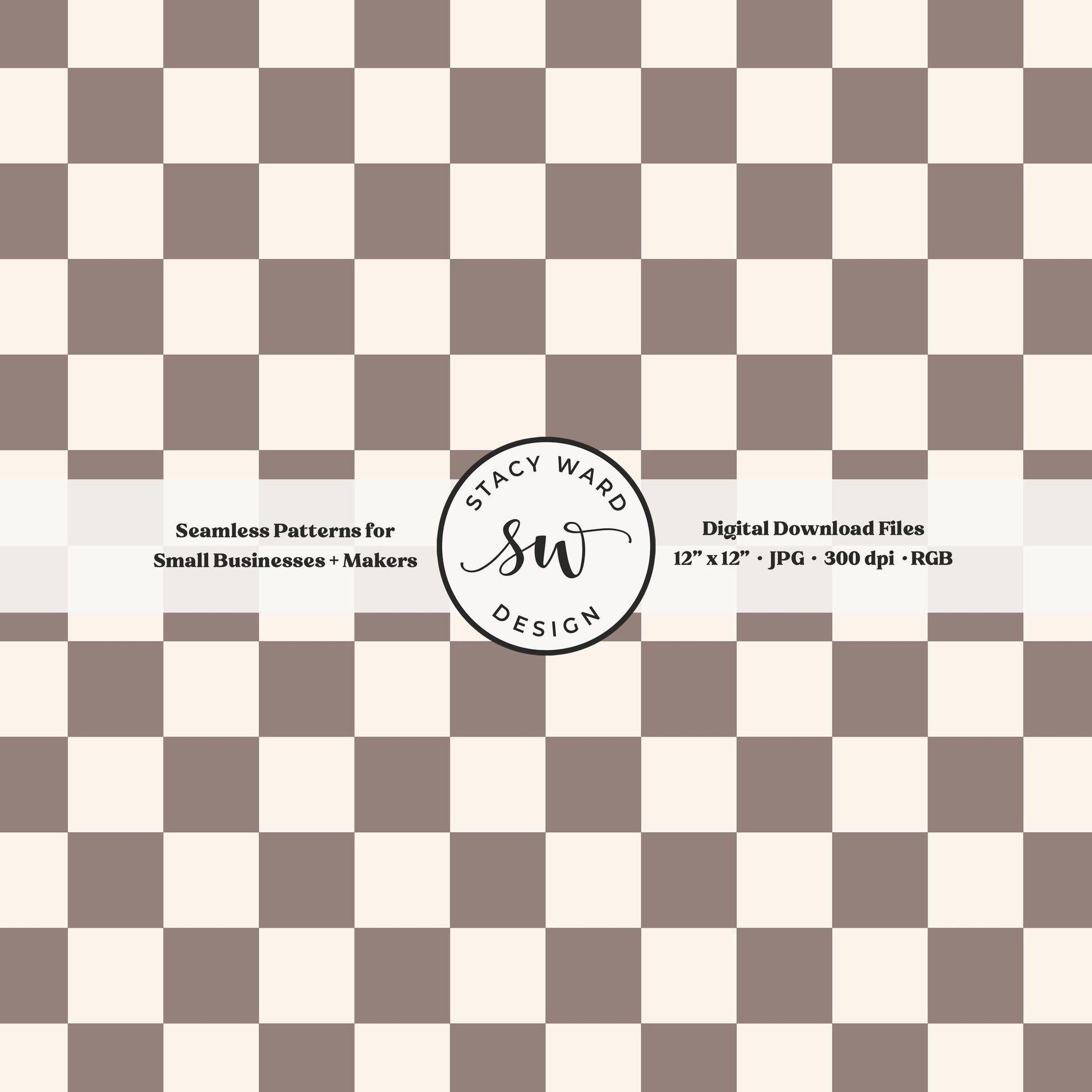 Traditional checked seamless pattern in grayish brown taupe beige and cream vintage boho checkered