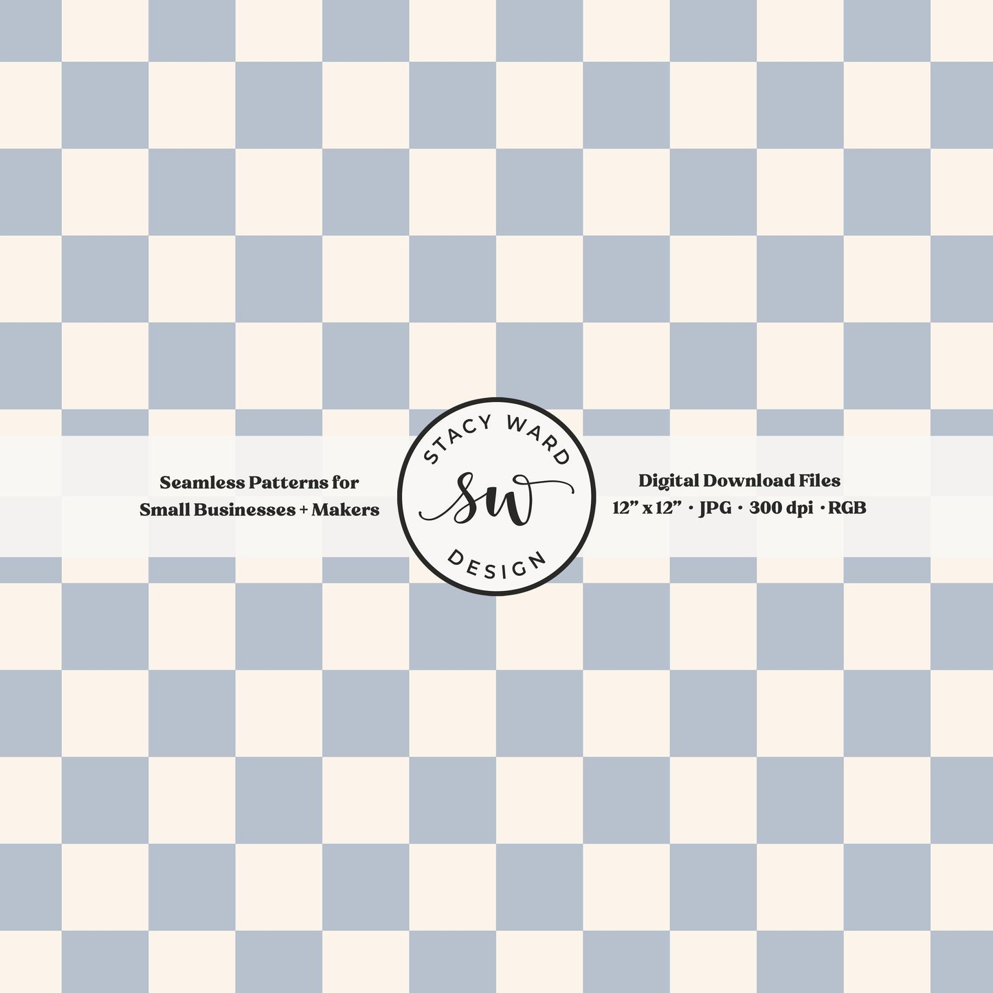 Traditional checked seamless pattern in preppy coastal blue and cream modern coastal checkered