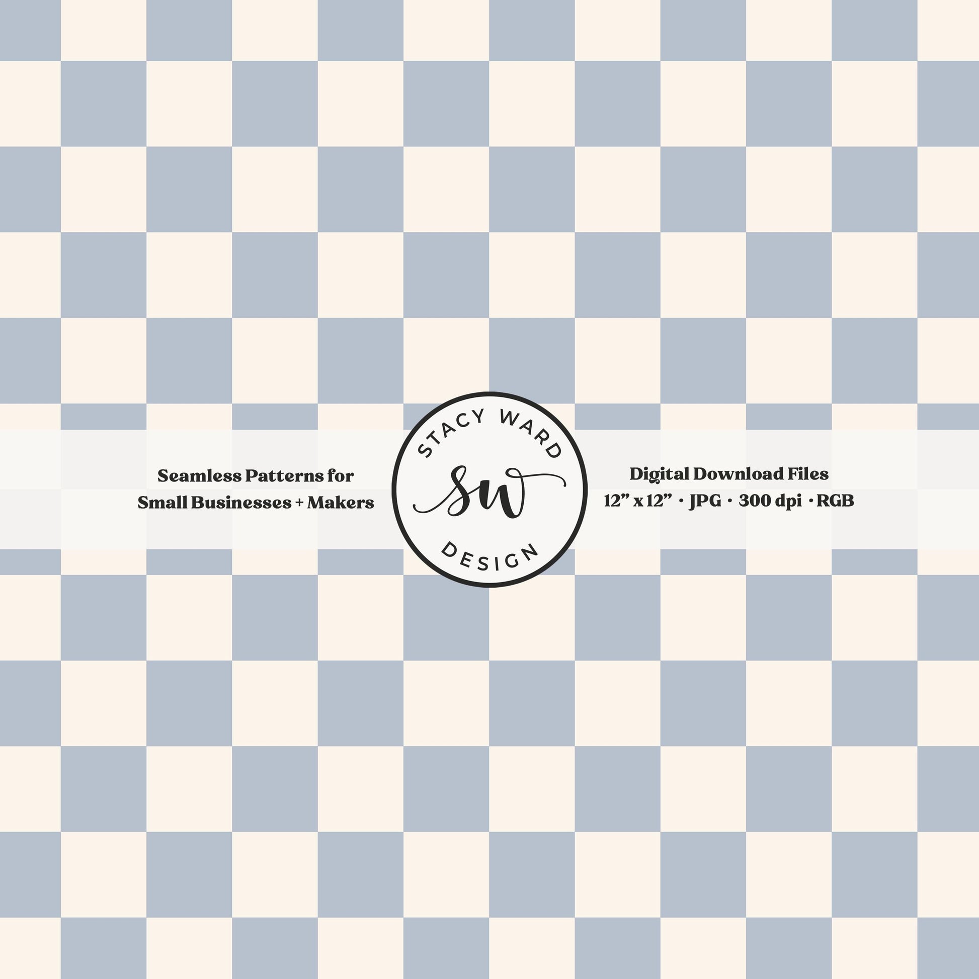 Traditional checked seamless pattern in preppy coastal blue and cream modern coastal checkered
