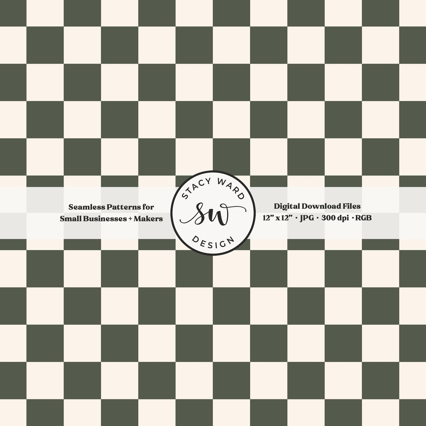 Traditional checked seamless pattern in masculine dark green and cream nostalgic boho checkered