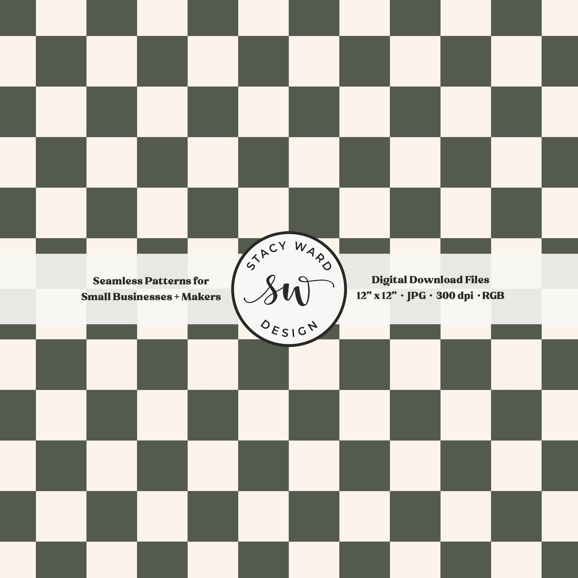 Traditional checked seamless pattern in masculine dark green and cream nostalgic boho checkered