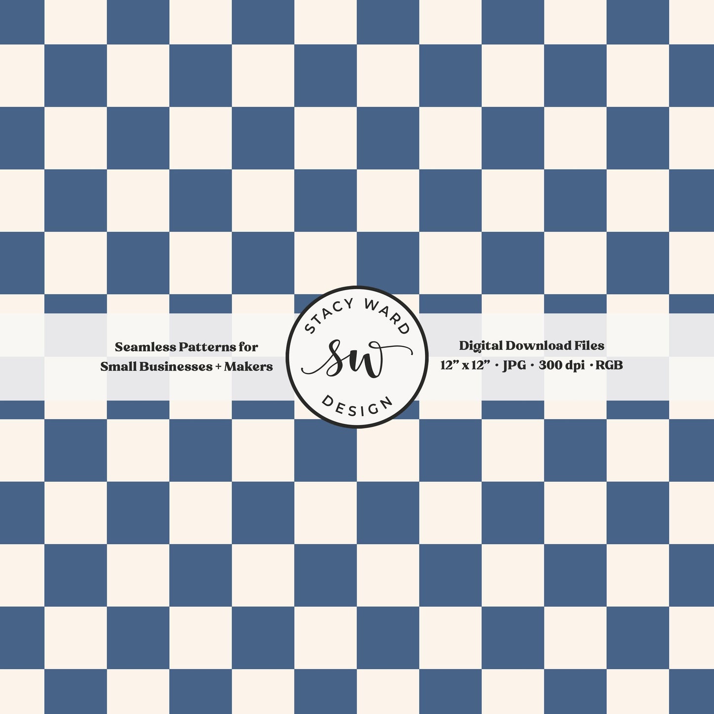 Traditional checked seamless pattern in retro federal blue and off white traditional coastal checkered