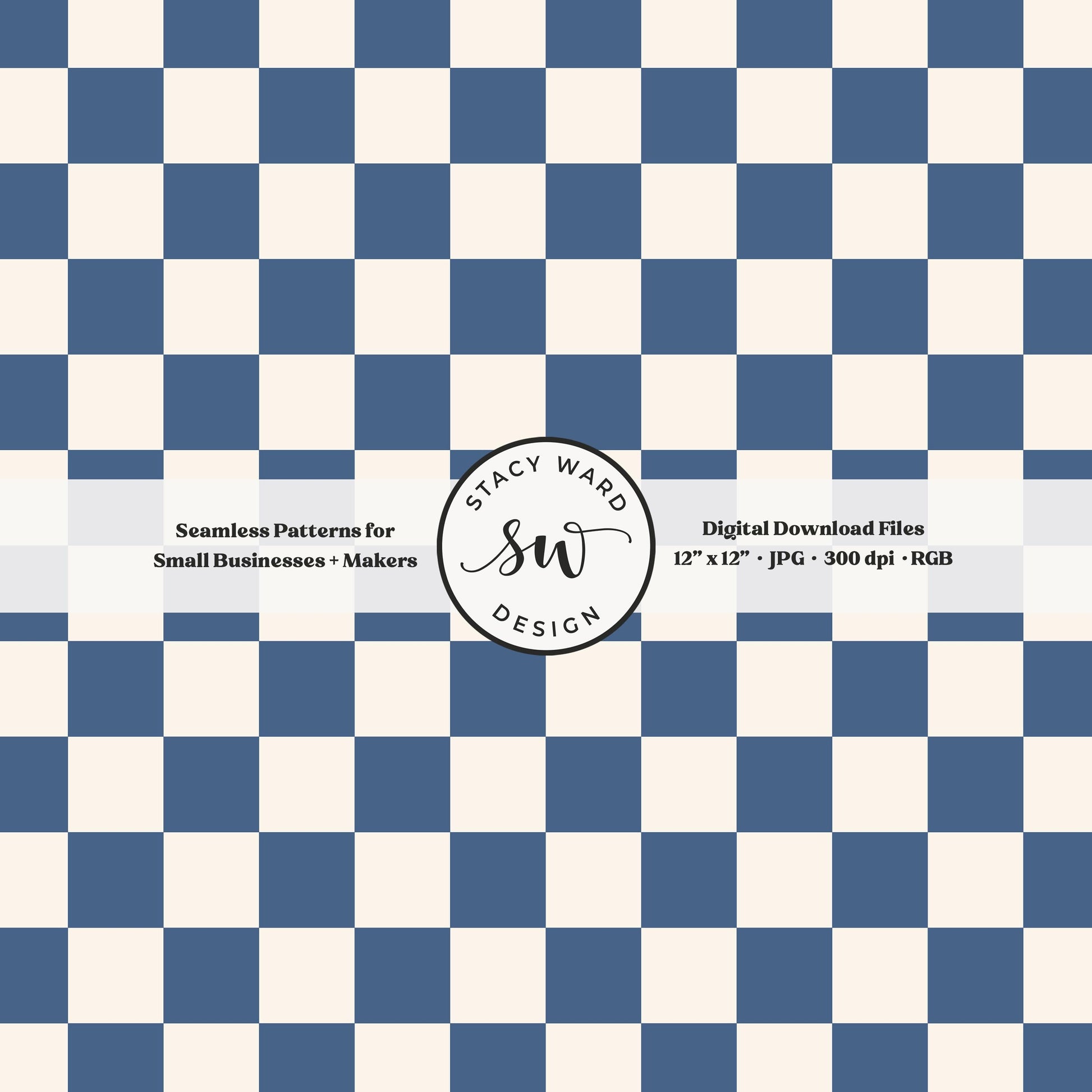 Traditional checked seamless pattern in retro federal blue and off white traditional coastal checkered