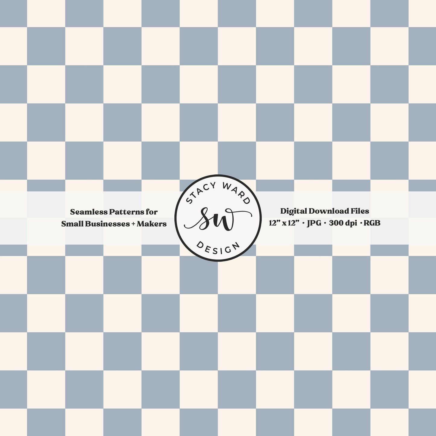 Traditional checked seamless pattern in dusty light steel blue and off white whimsical coastal checkered