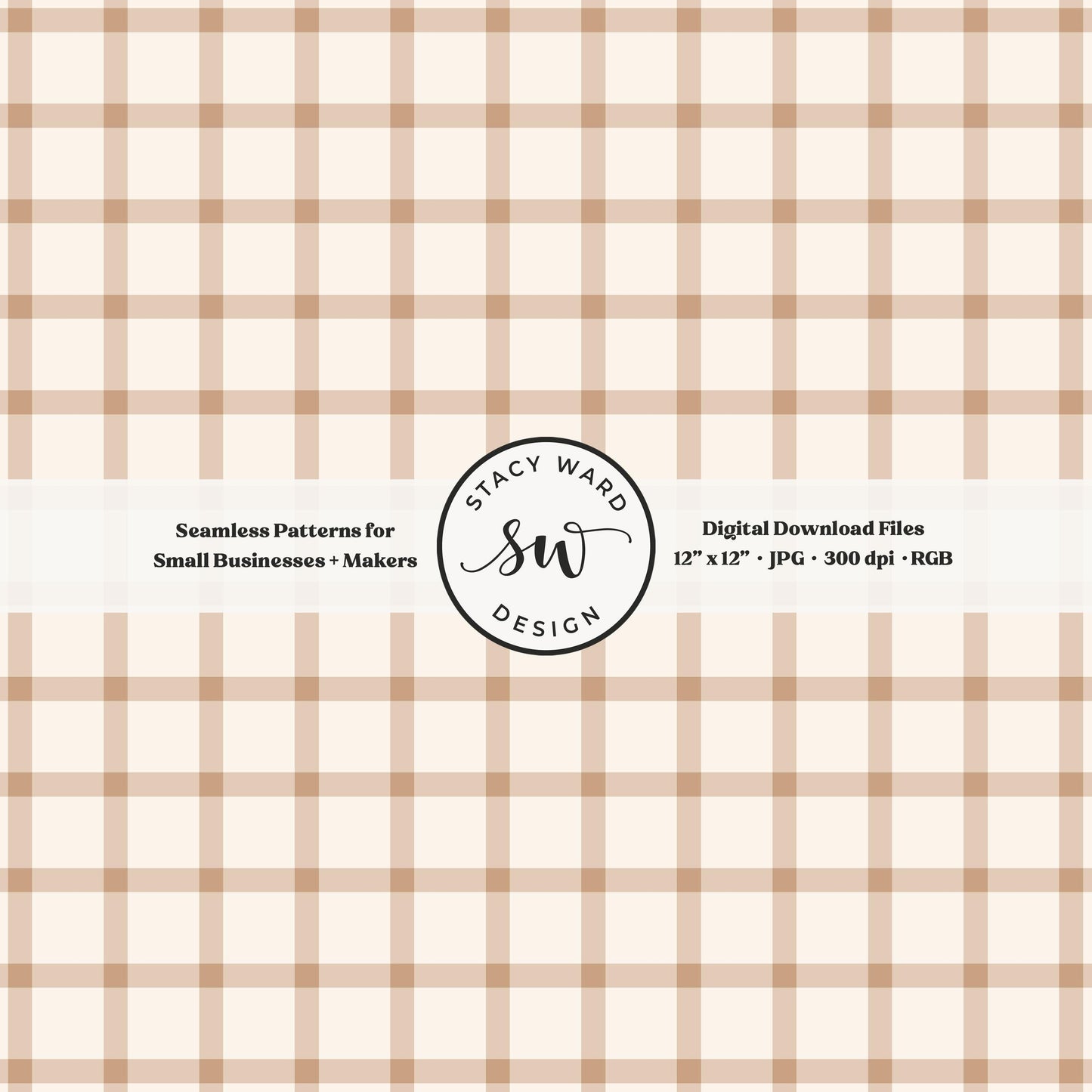 French windowpane gingham pattern in earth tone soft brown and cream classic grandmillennial checked