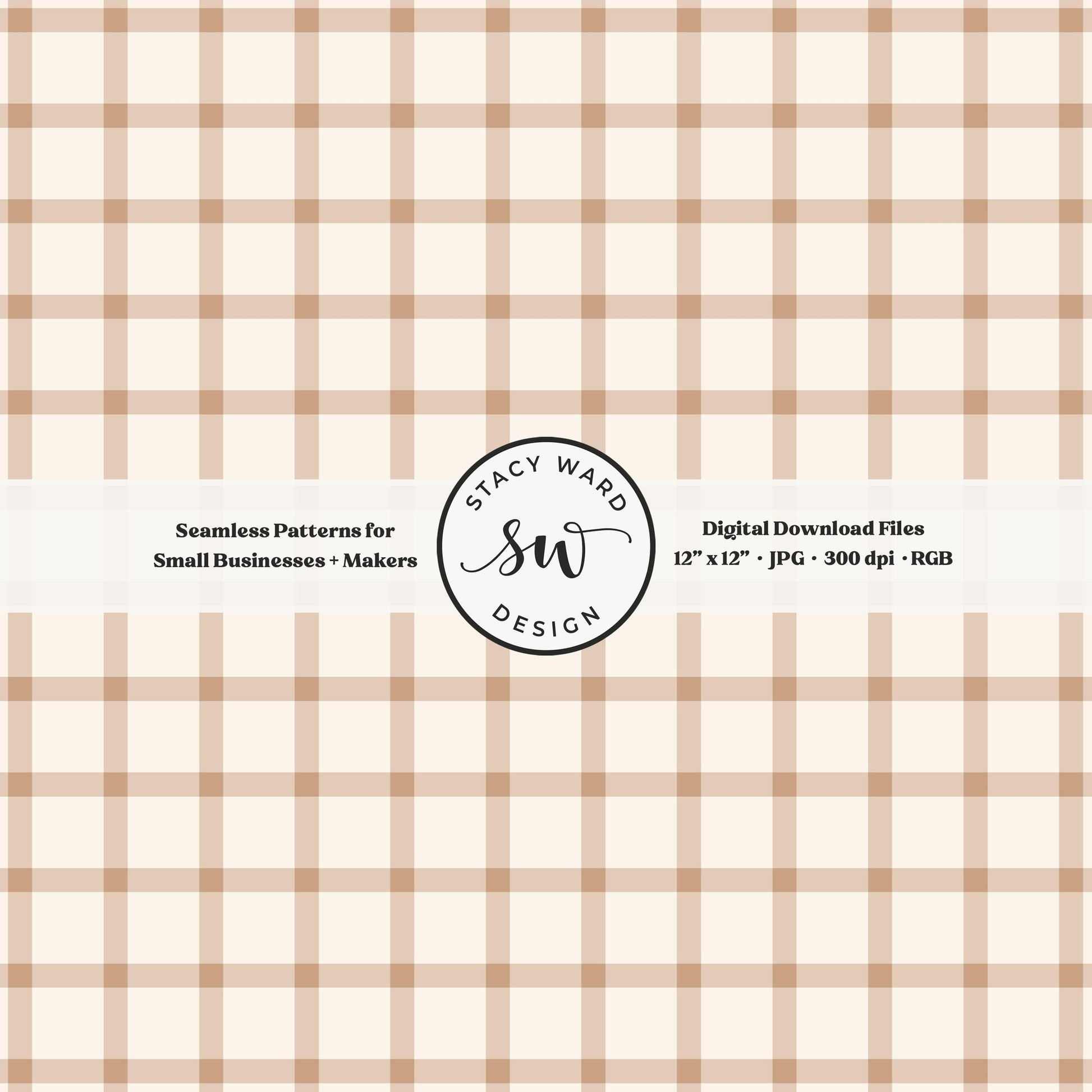 French windowpane gingham pattern in earth tone soft brown and cream classic grandmillennial checked