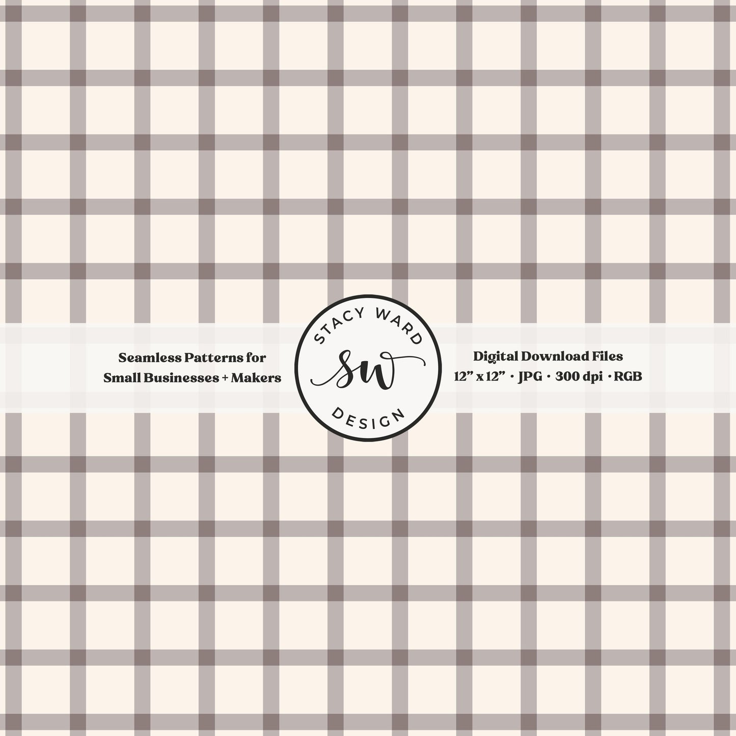 French windowpane gingham pattern in neutral light taupe and cream modern clean lines