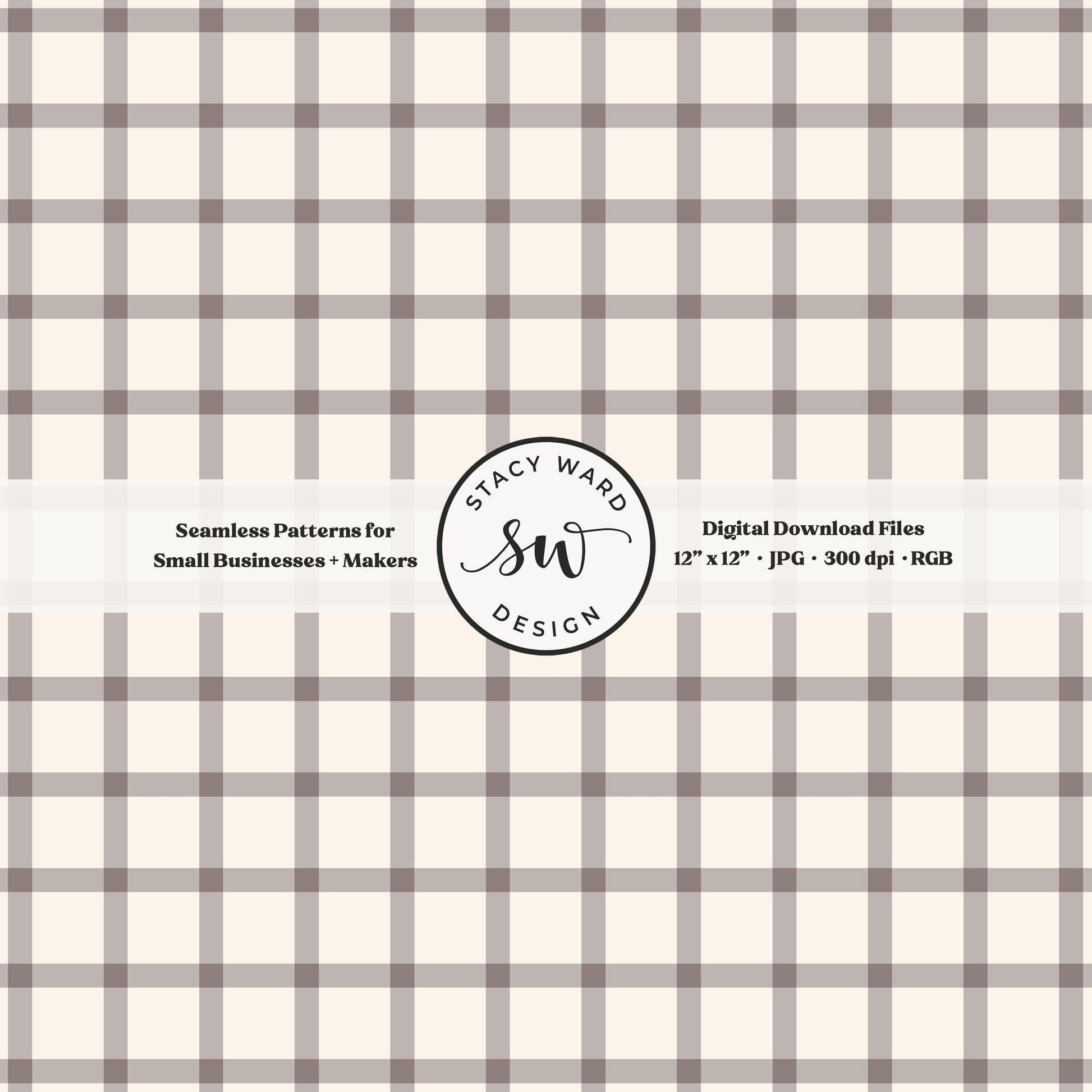 French windowpane gingham pattern in neutral light taupe and cream modern clean lines