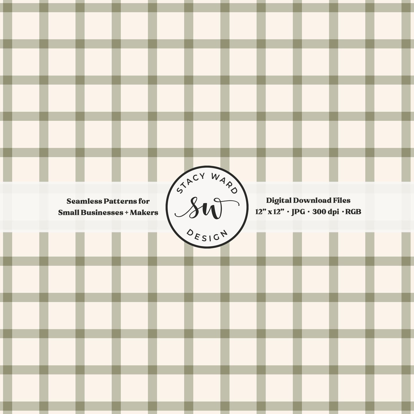 French windowpane gingham pattern in cozy sage green and cream classic grandmillennial checked