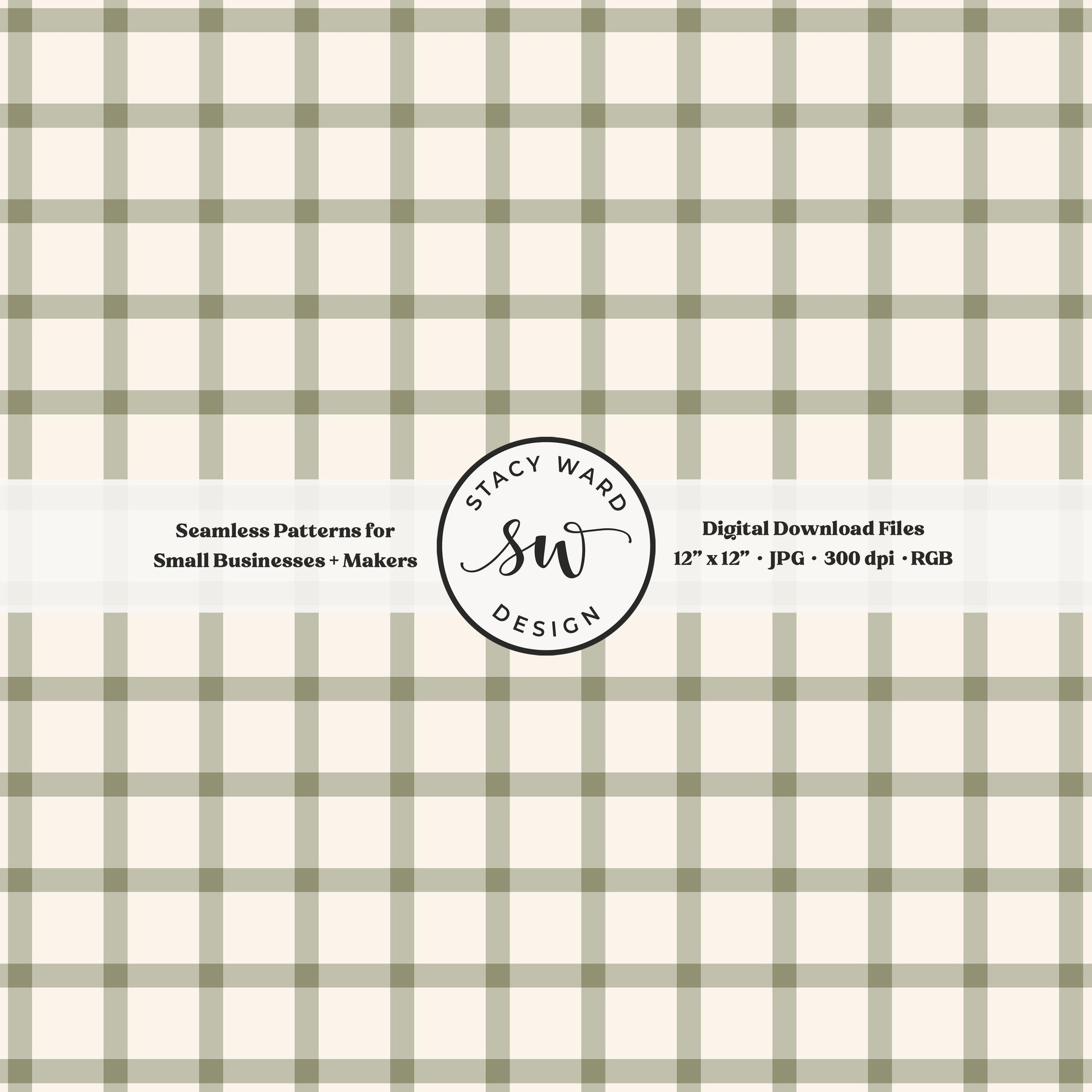 French windowpane gingham pattern in cozy sage green and cream classic grandmillennial checked