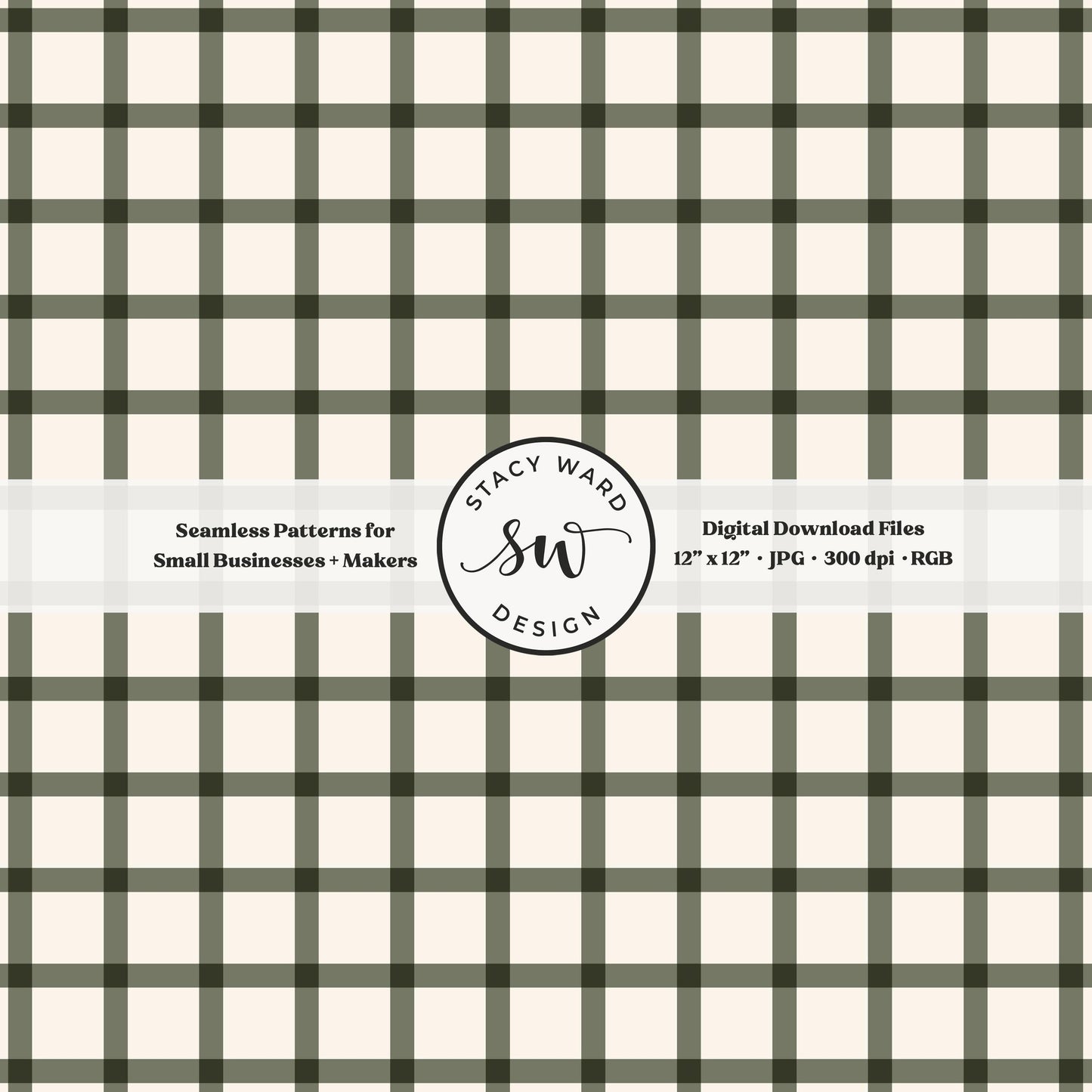 French windowpane gingham pattern in masculine army green and cream classic granny chic aesthetic plaid