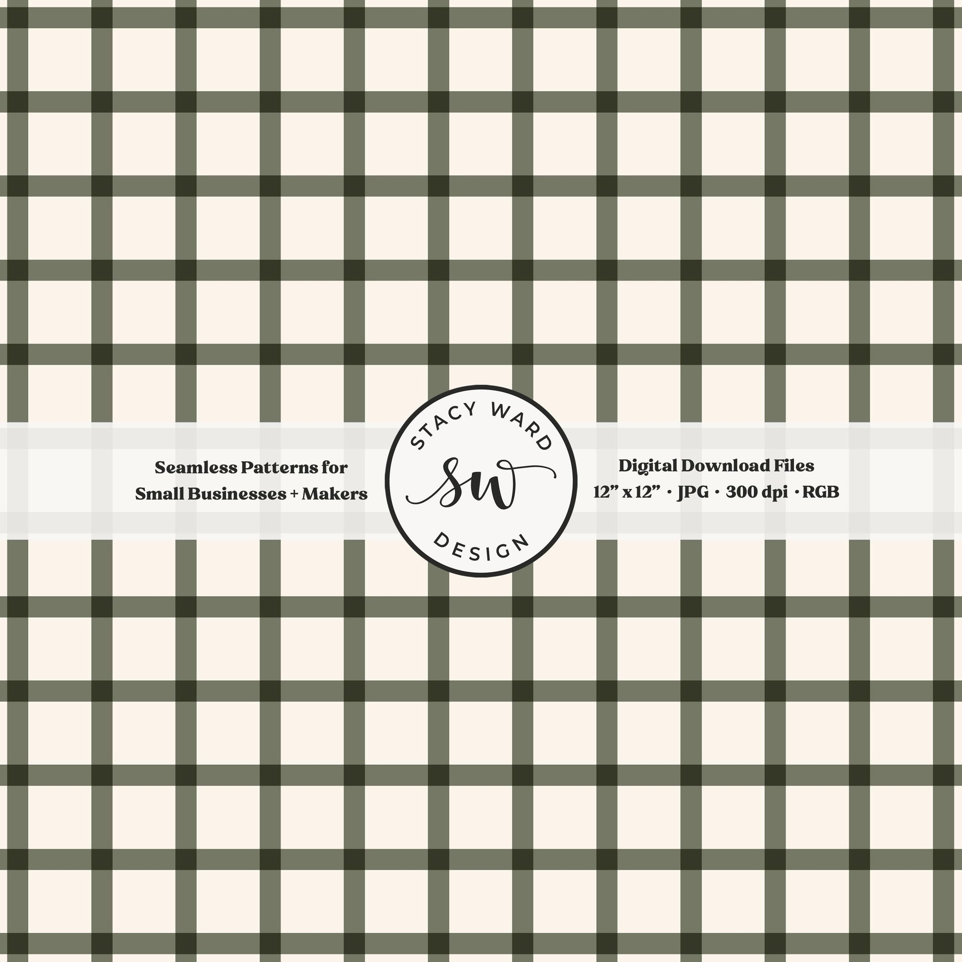 French windowpane gingham pattern in masculine army green and cream classic granny chic aesthetic plaid