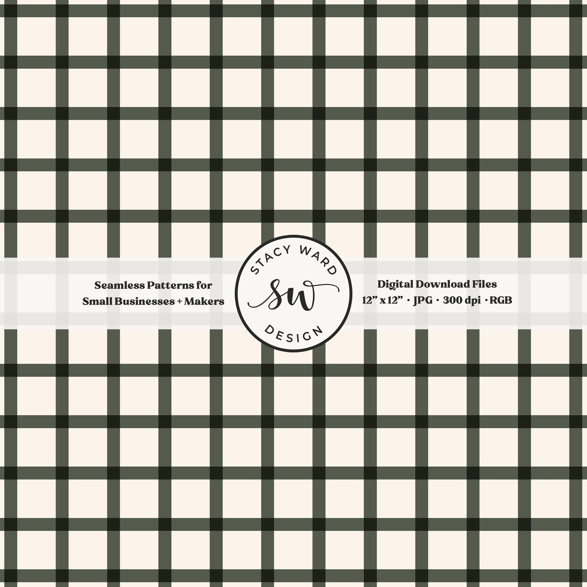 French windowpane gingham pattern in dark thyme green and cream classic granny chic aesthetic checked