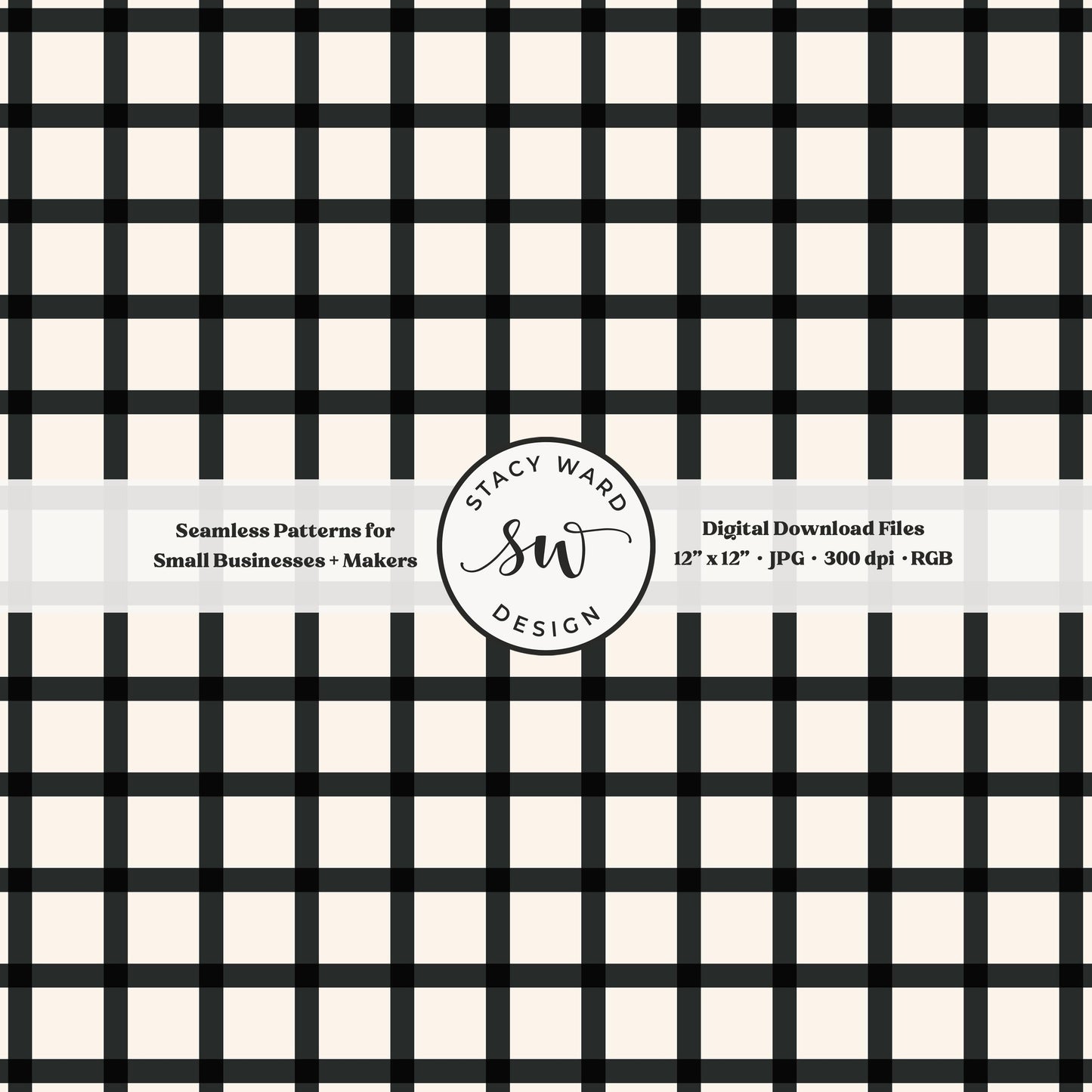 French windowpane gingham pattern in graphic black and cream nostalgic vintage preppy vibes