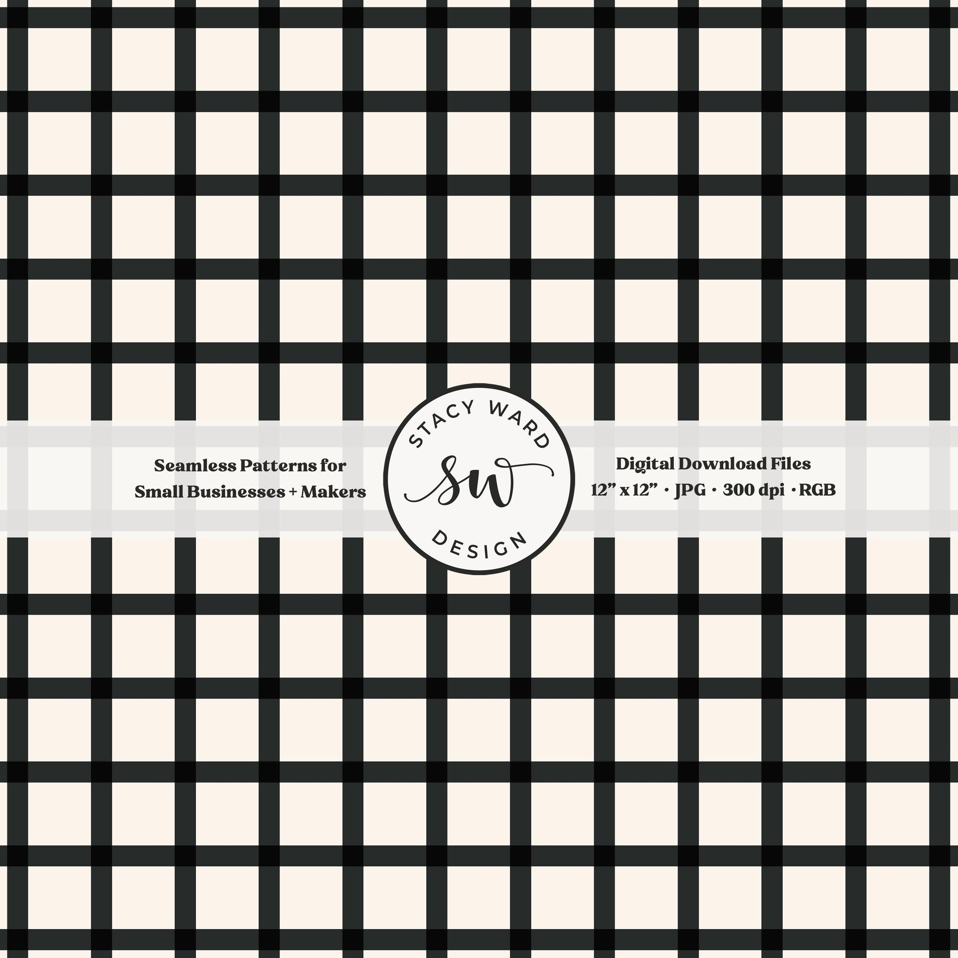 French windowpane gingham pattern in graphic black and cream nostalgic vintage preppy vibes