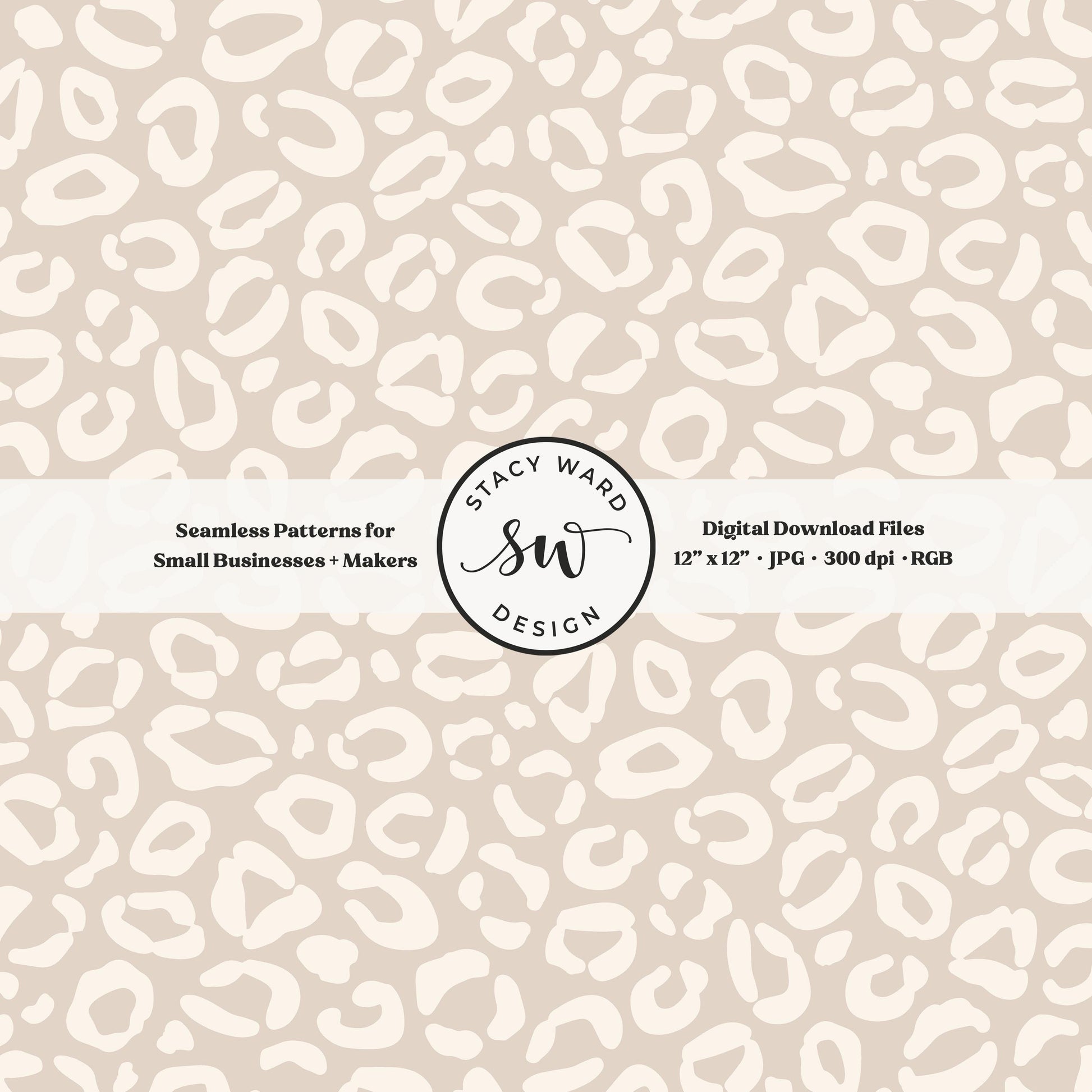 Cheetah print seamless fabric design for commercial use, off white ivory on muted soft brown, minimal boho leopard skin