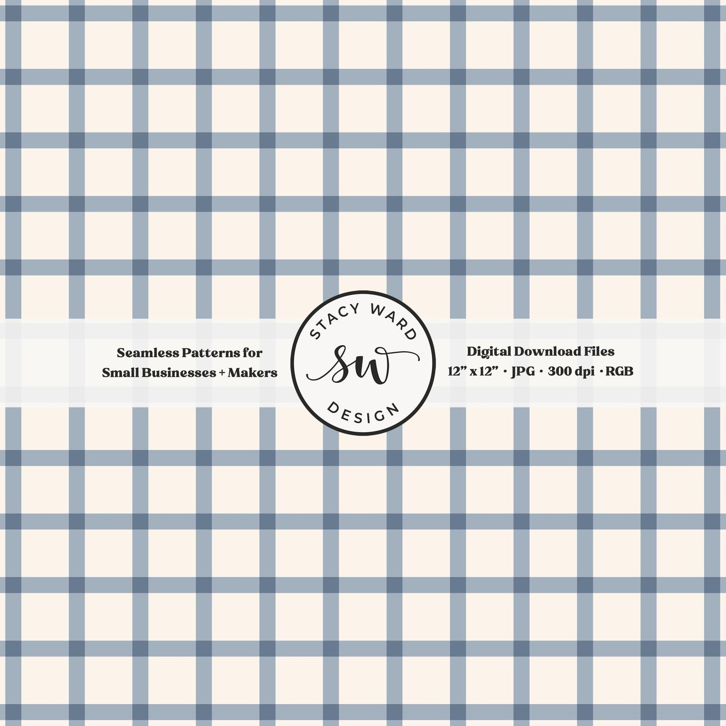 French windowpane gingham pattern in coastal blue and off white modern coastal clean lines