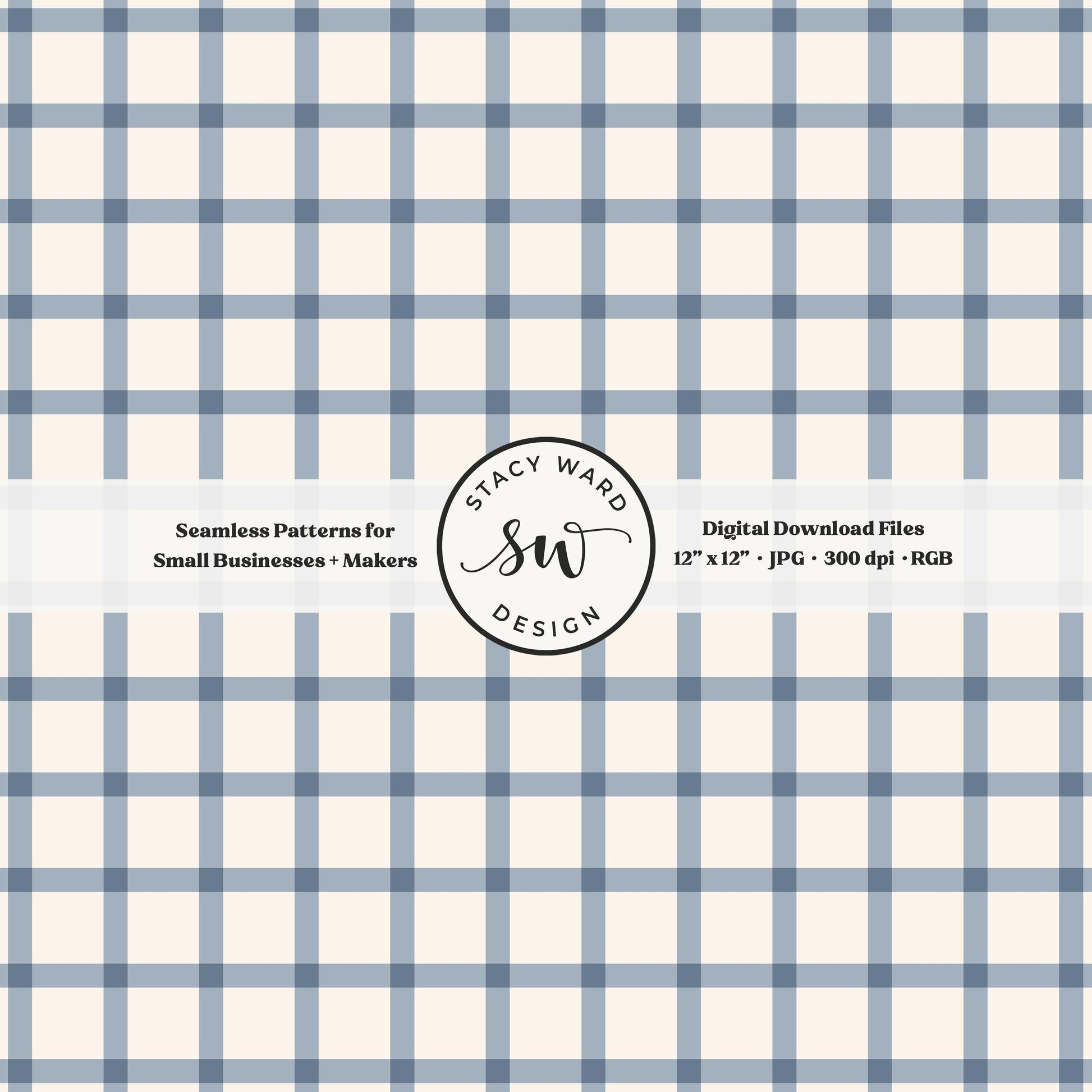 French windowpane gingham pattern in coastal blue and off white modern coastal clean lines