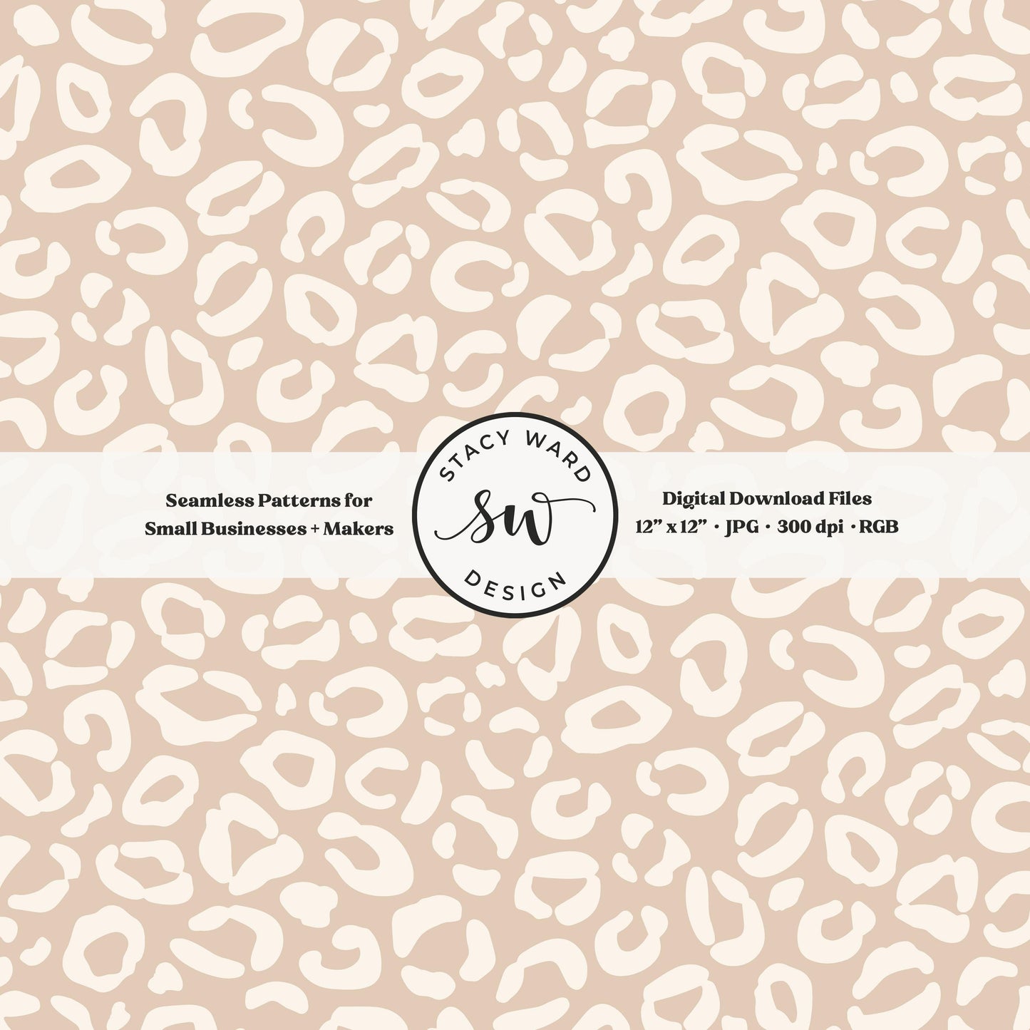 Cheetah print seamless fabric design for commercial use, off white ivory on earth tone neutral tan, minimal boho leopard skin