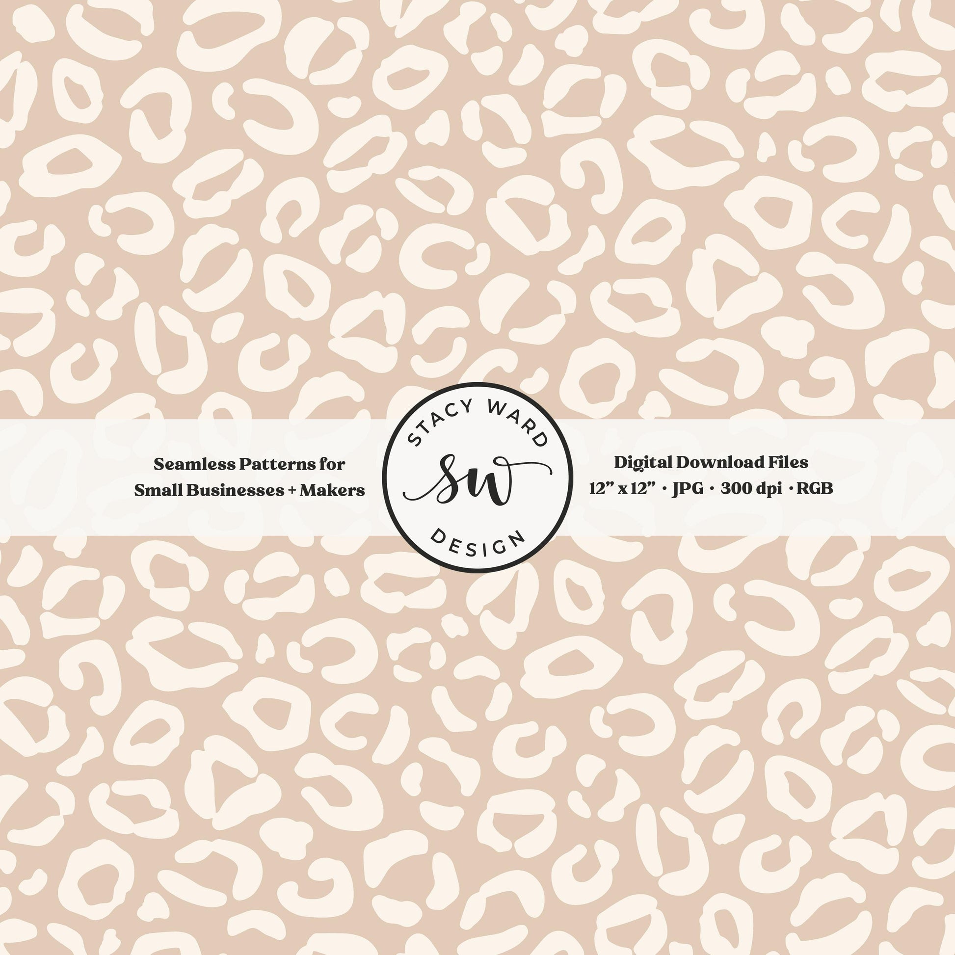 Cheetah print seamless fabric design for commercial use, off white ivory on earth tone neutral tan, minimal boho leopard skin