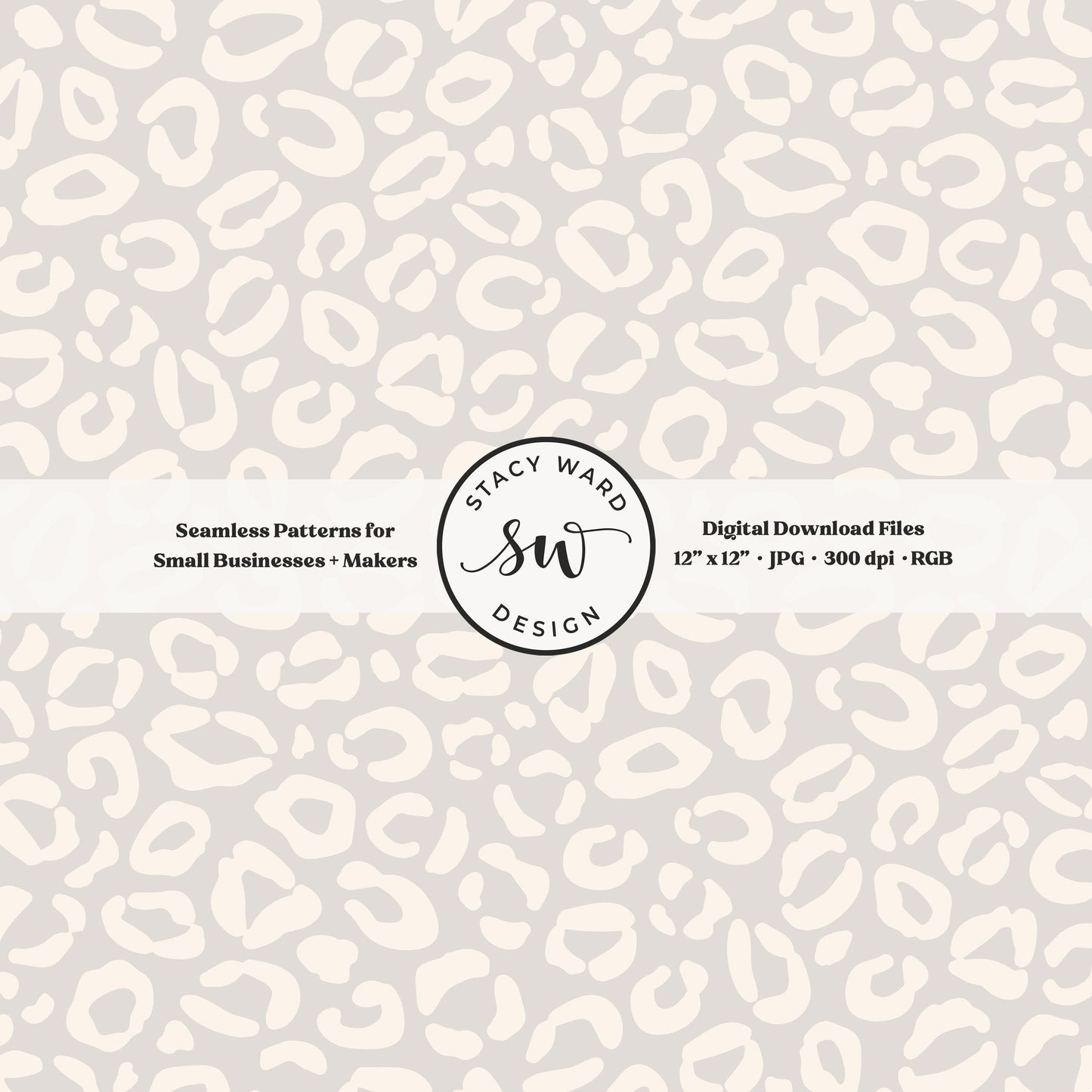Cheetah print seamless fabric design for commercial use, off white ivory on soft pale greige, traditional minimal leopard skin